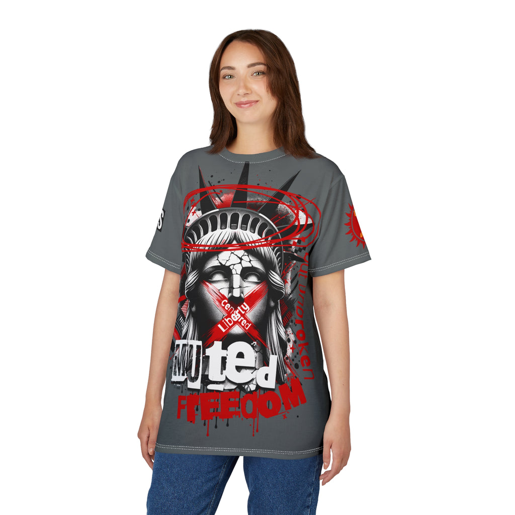 Muted Freedom LD&P APPAREL DESIGN Graphic Tee Shirt Grey