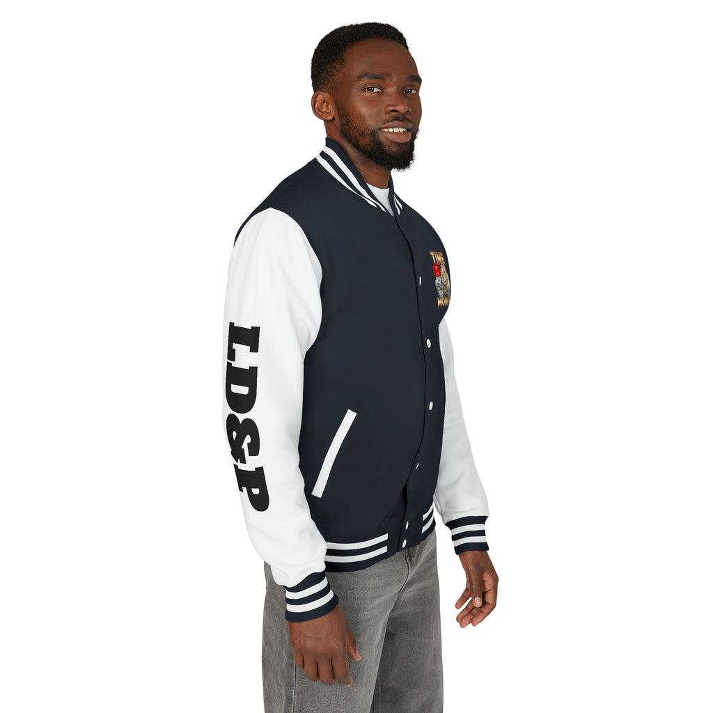 Unisex Heavyweight Letterman Jacket – Time is Money Design