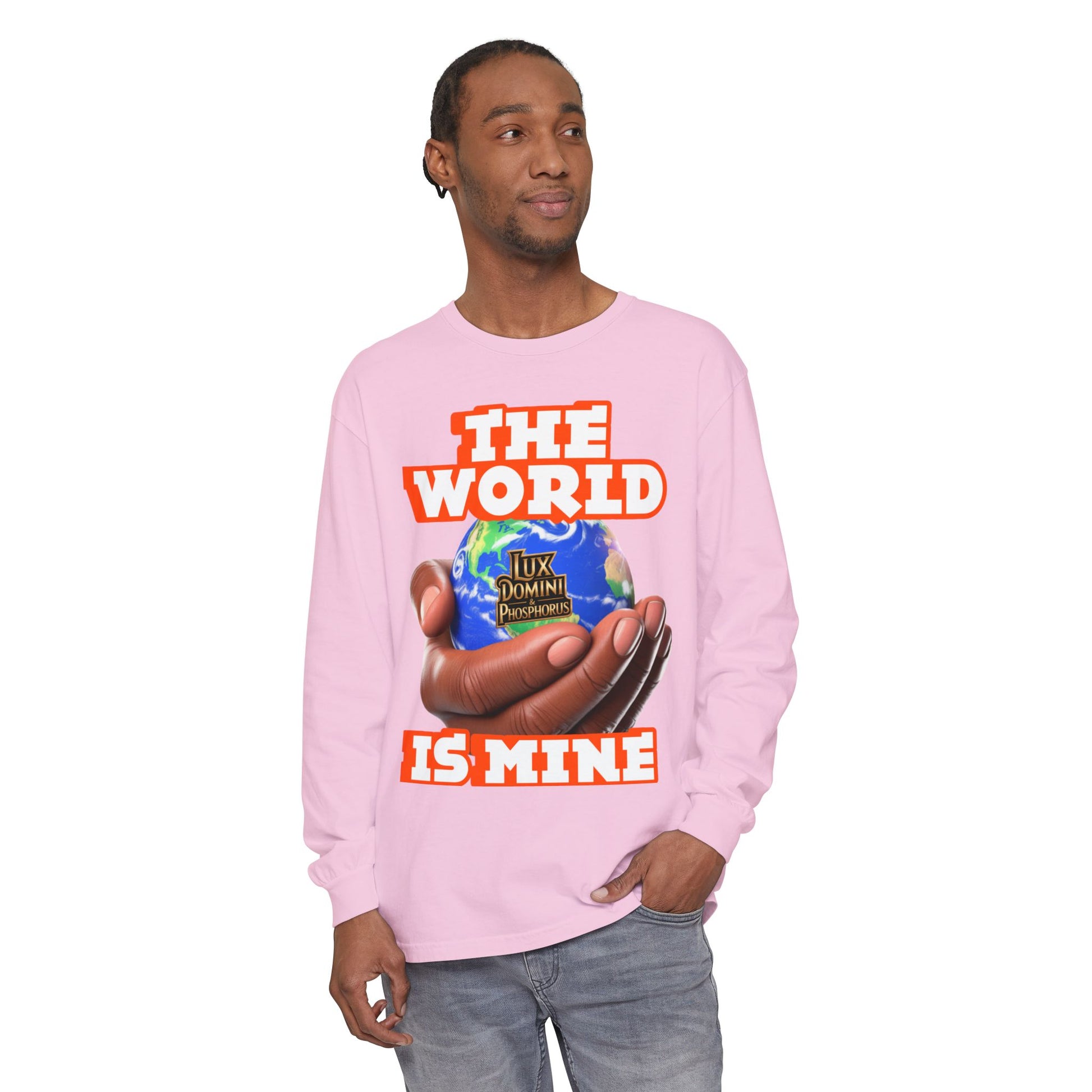 Garment-dyed Long Sleeve T-Shirt - The World Is Mine