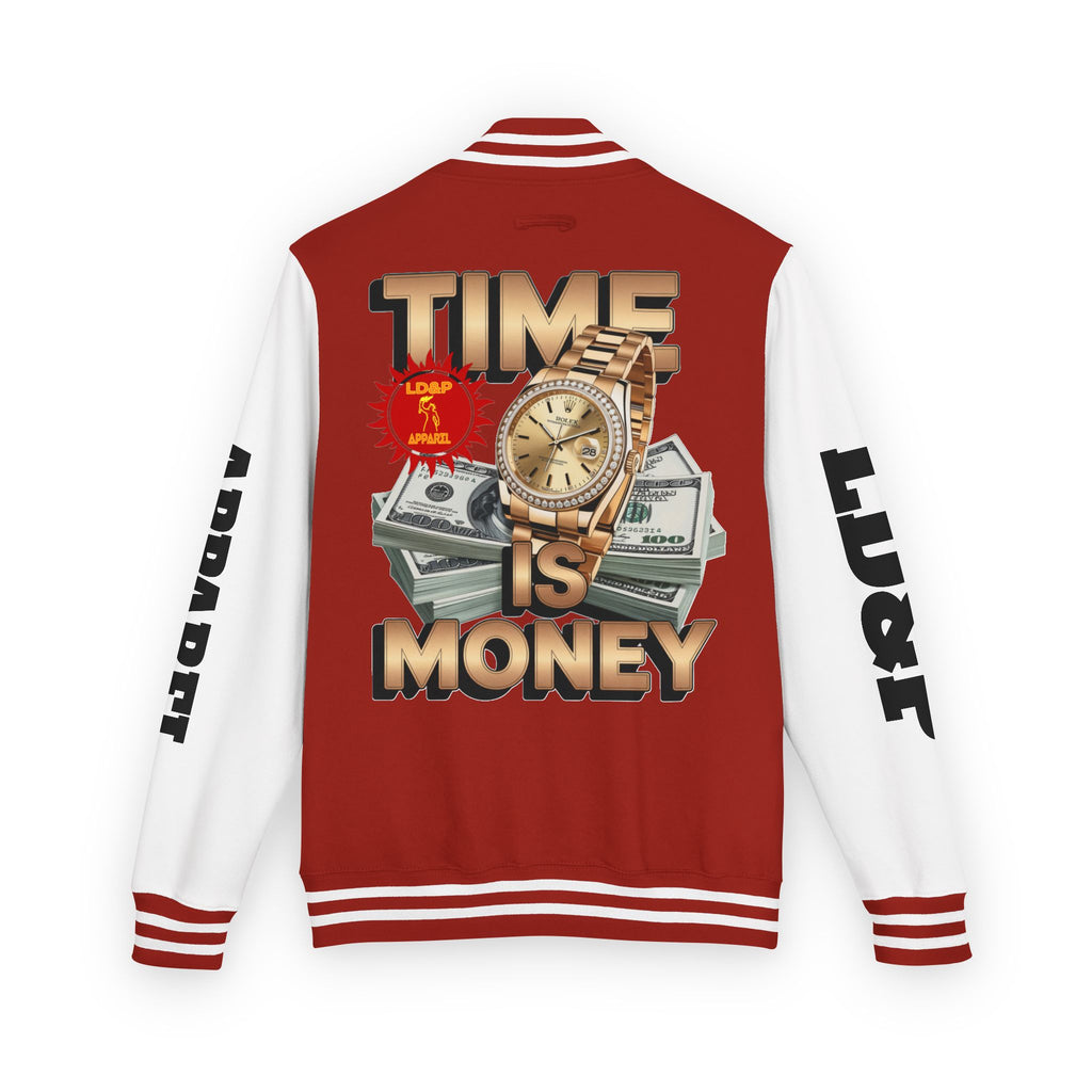 Unisex Heavyweight Letterman Jacket – Time is Money Design