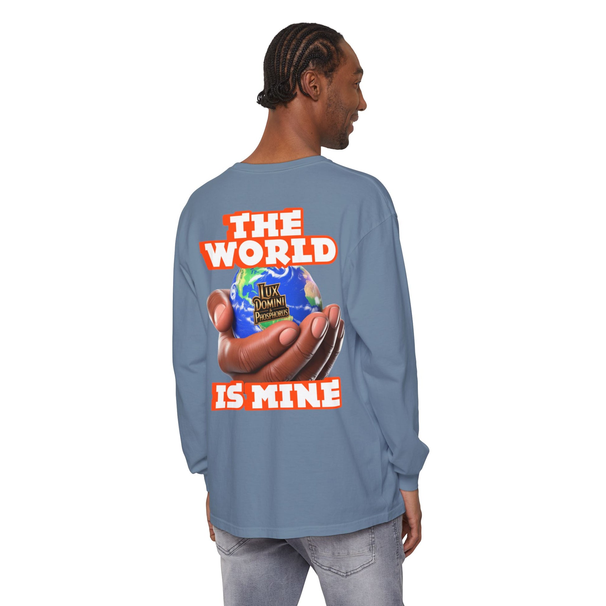 Garment-dyed Long Sleeve T-Shirt - The World Is Mine