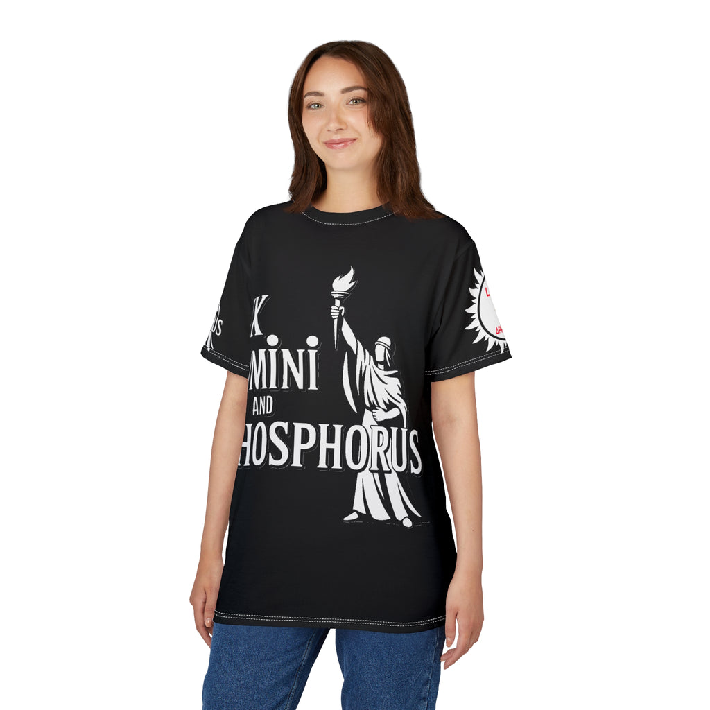 Black and white  of Unisex Tee - Lux Domini and Phosphorus LD&P Apparel Design