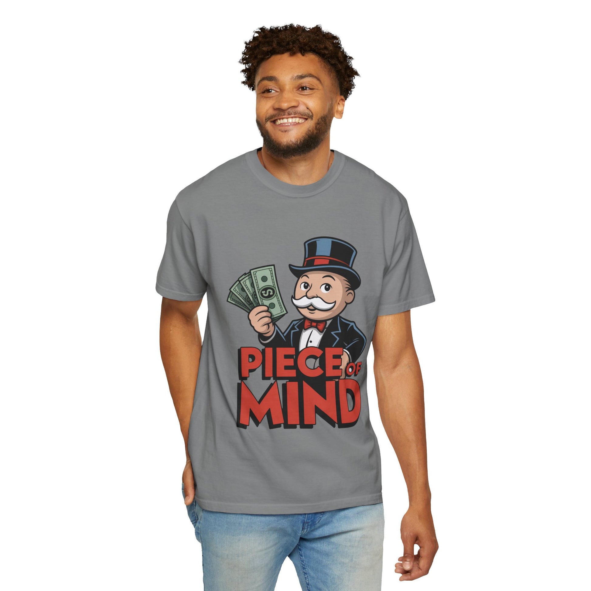 Garment-Dyed T-shirt Money Piece of Mind Design