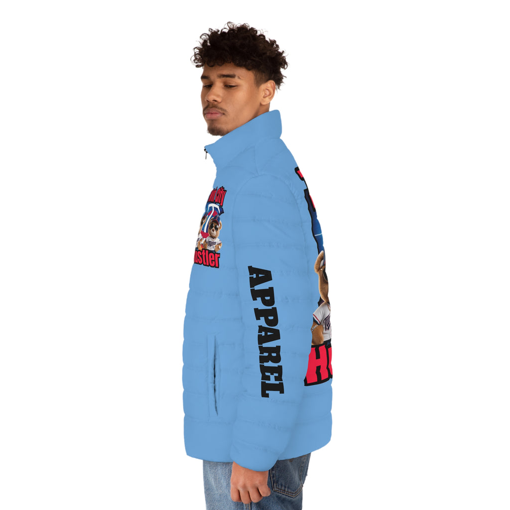 Puffer Jacket Hoodie - Twin City HUSTLER LD&P APPAREL DESIGN light blue