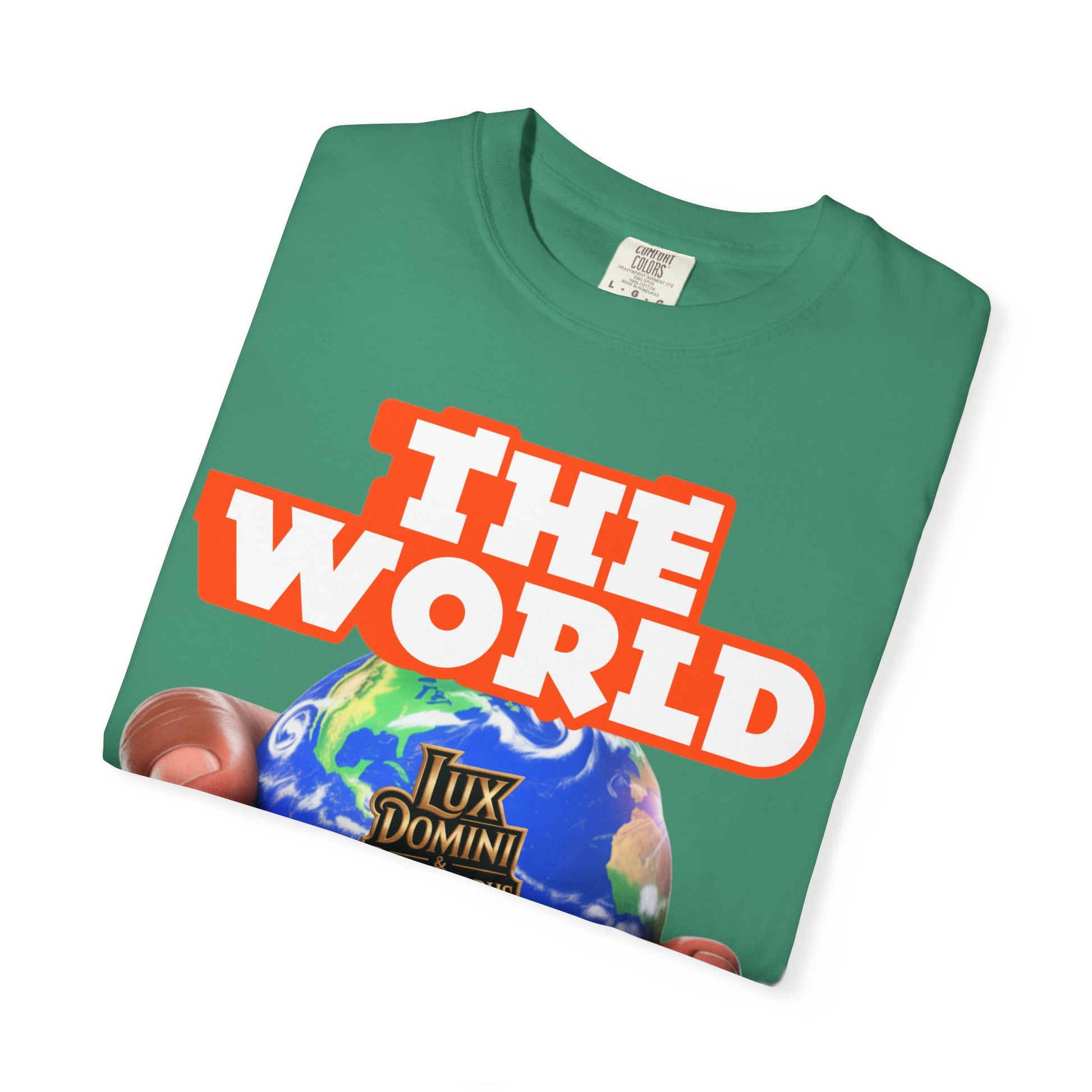 Unisex T-shirt Lux Domini and Phosphoros The World is Mine Design