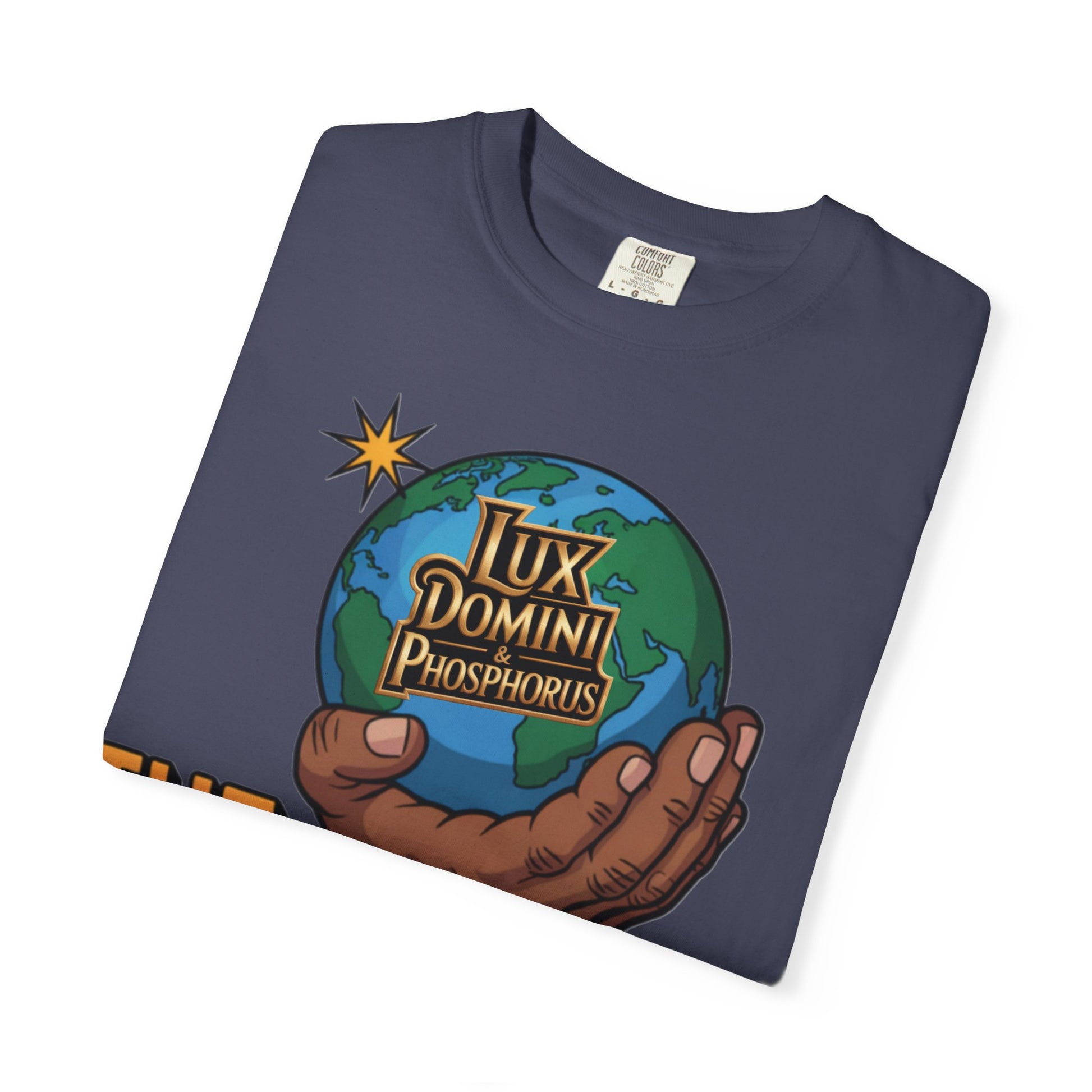 Unisex T-shirt Lux Domini and Phosphoros The World is Mine Design