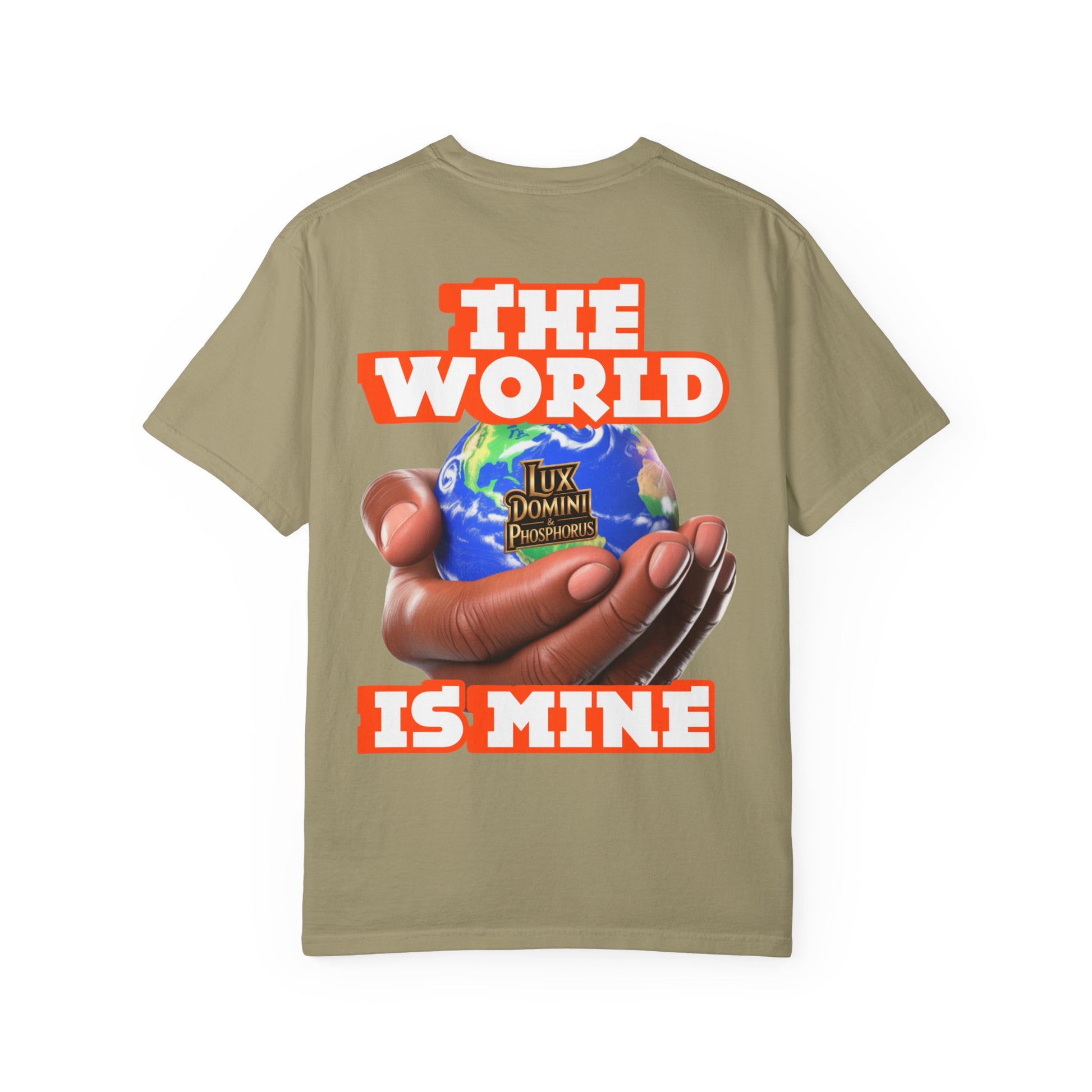 Unisex T-shirt Lux Domini and Phosphoros The World is Mine Design