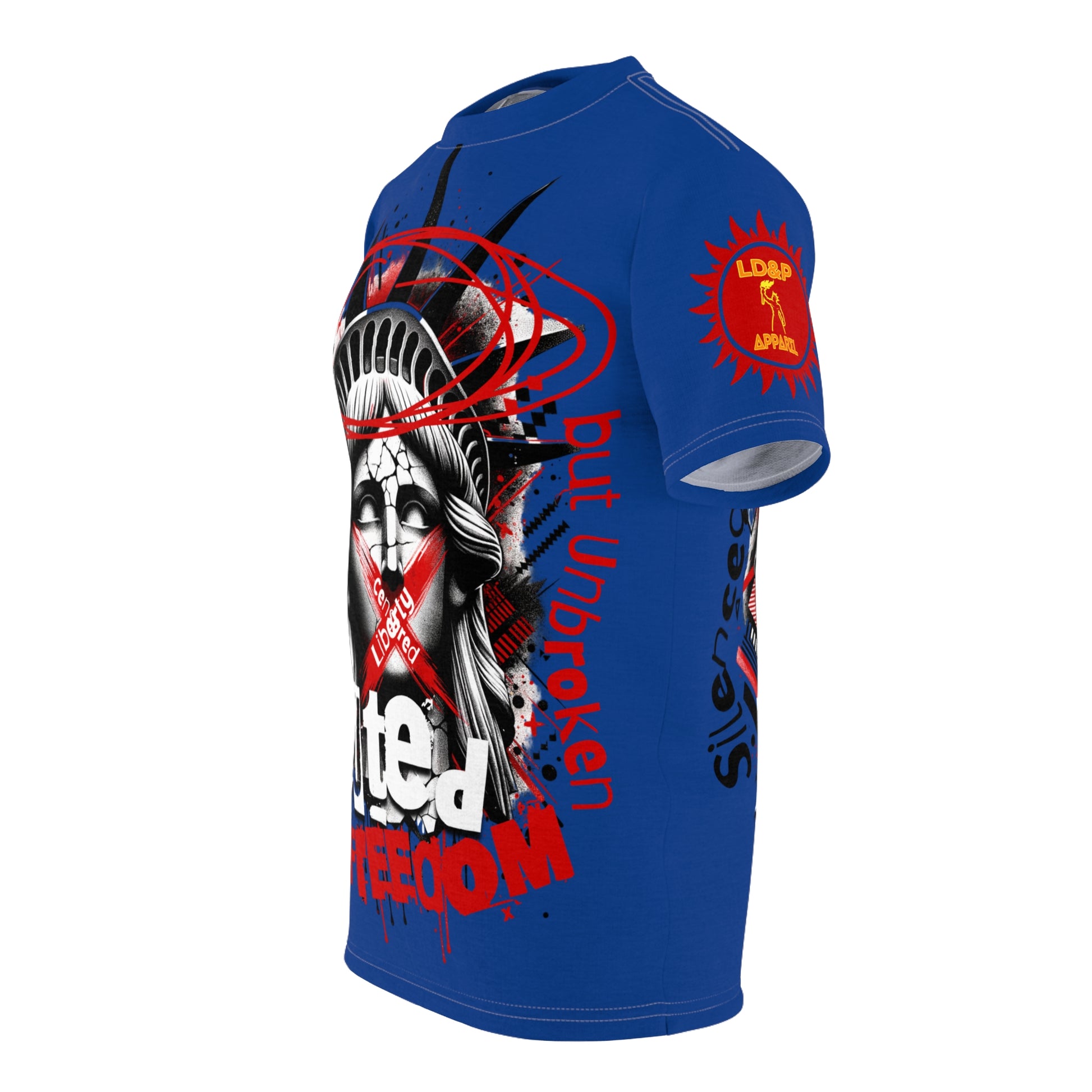 Muted Freedom LD&P APPAREL DESIGN Graphic Tee Shirt Blue