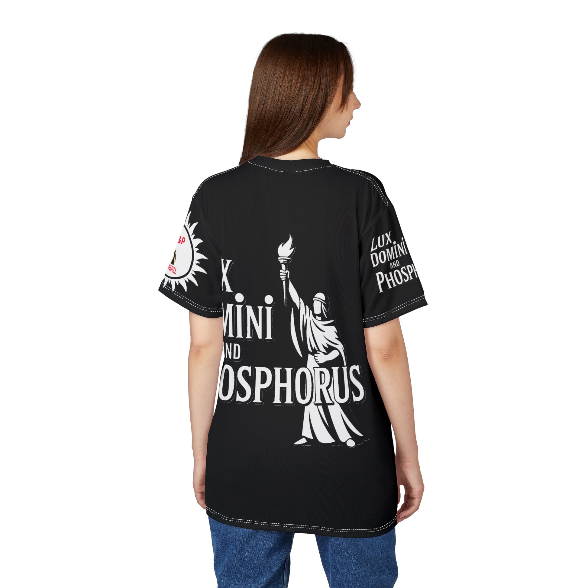 Black and white  of Unisex Tee - Lux Domini and Phosphorus LD&P Apparel Design