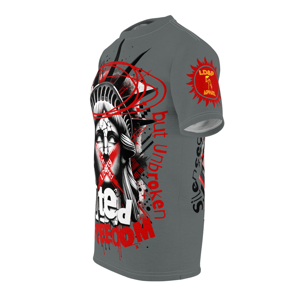 Muted Freedom LD&P APPAREL DESIGN Graphic Tee Shirt Grey