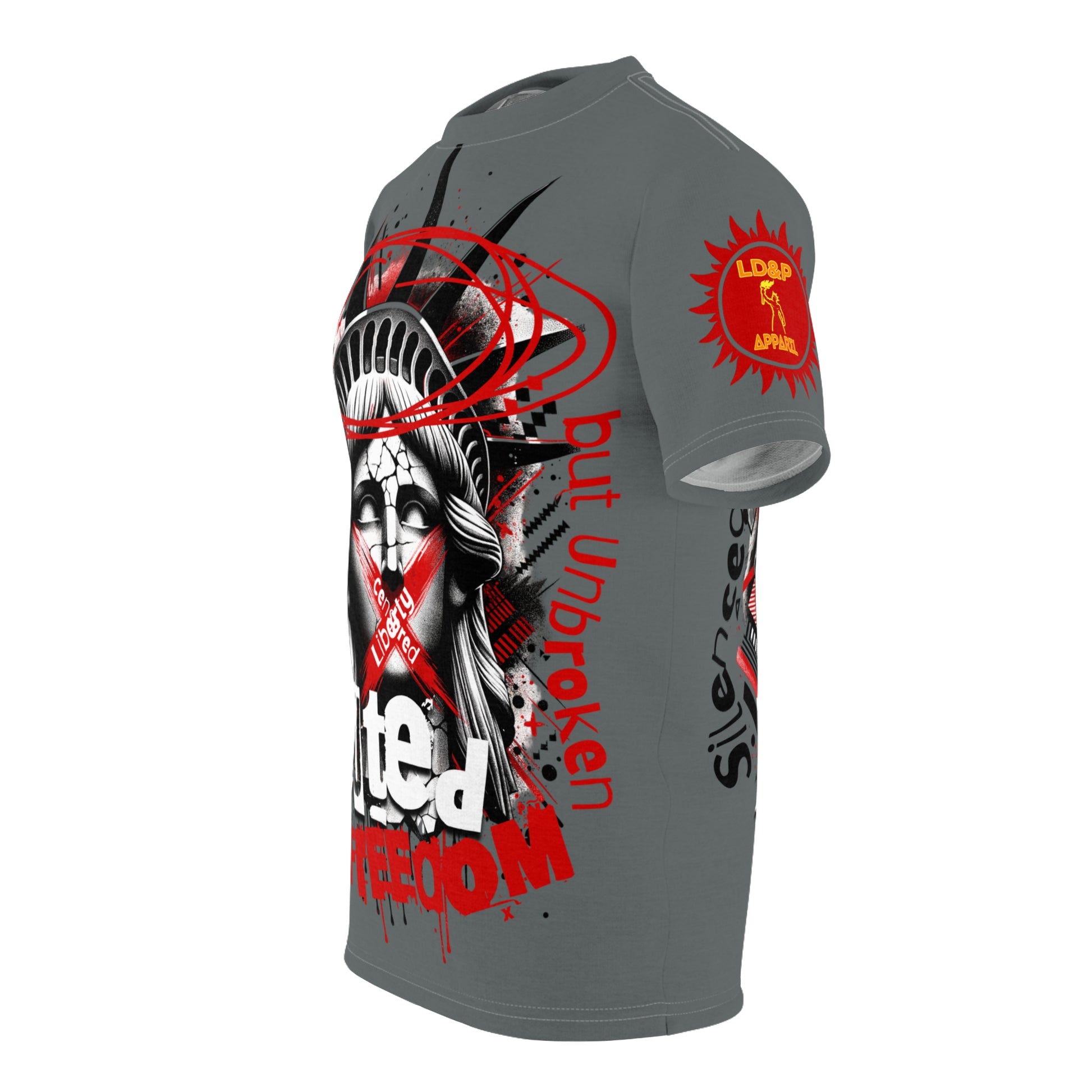Muted Freedom LD&P APPAREL DESIGN Graphic Tee Shirt Grey