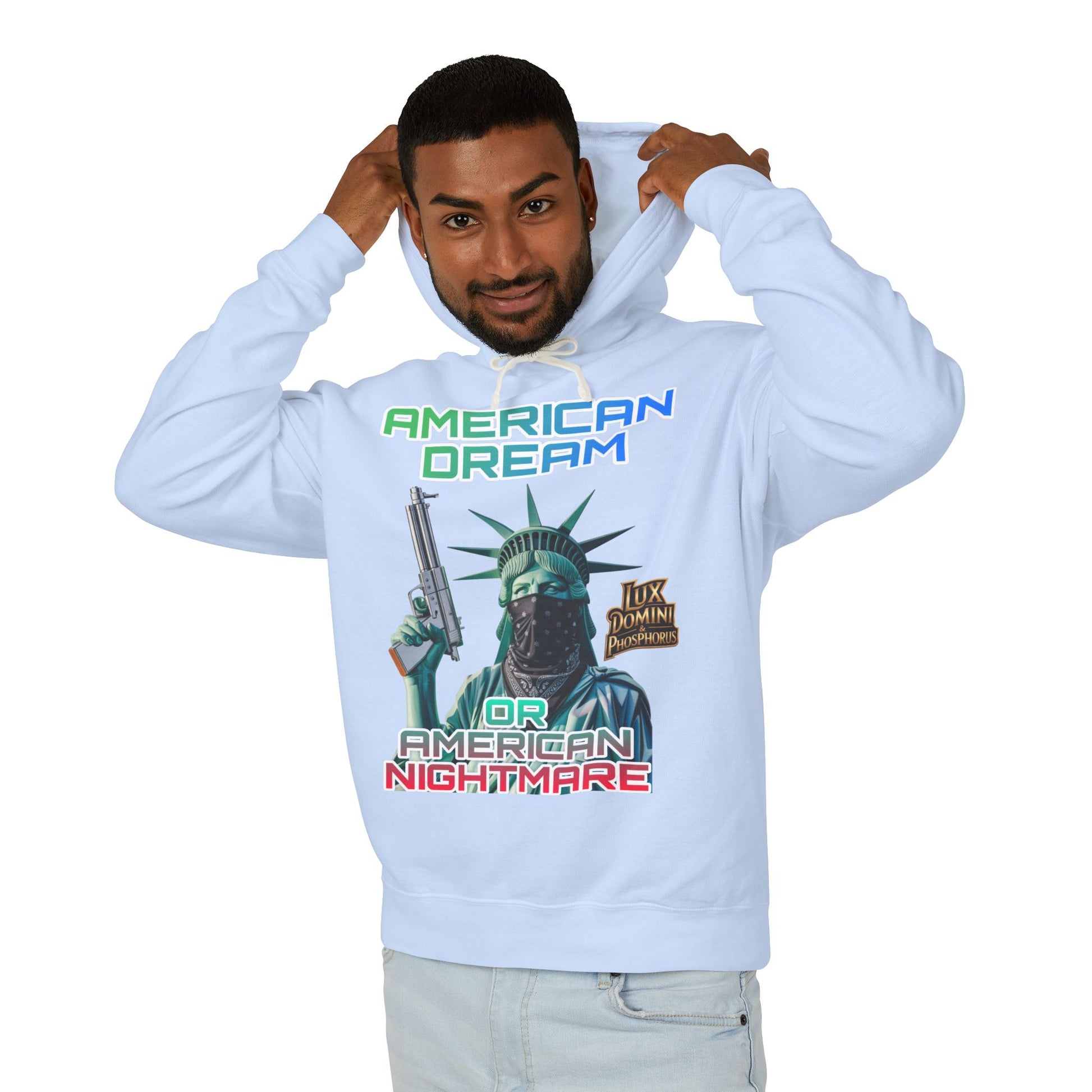 Lightweight Hooded Sweatshirt - American Dream or Nightmare Design