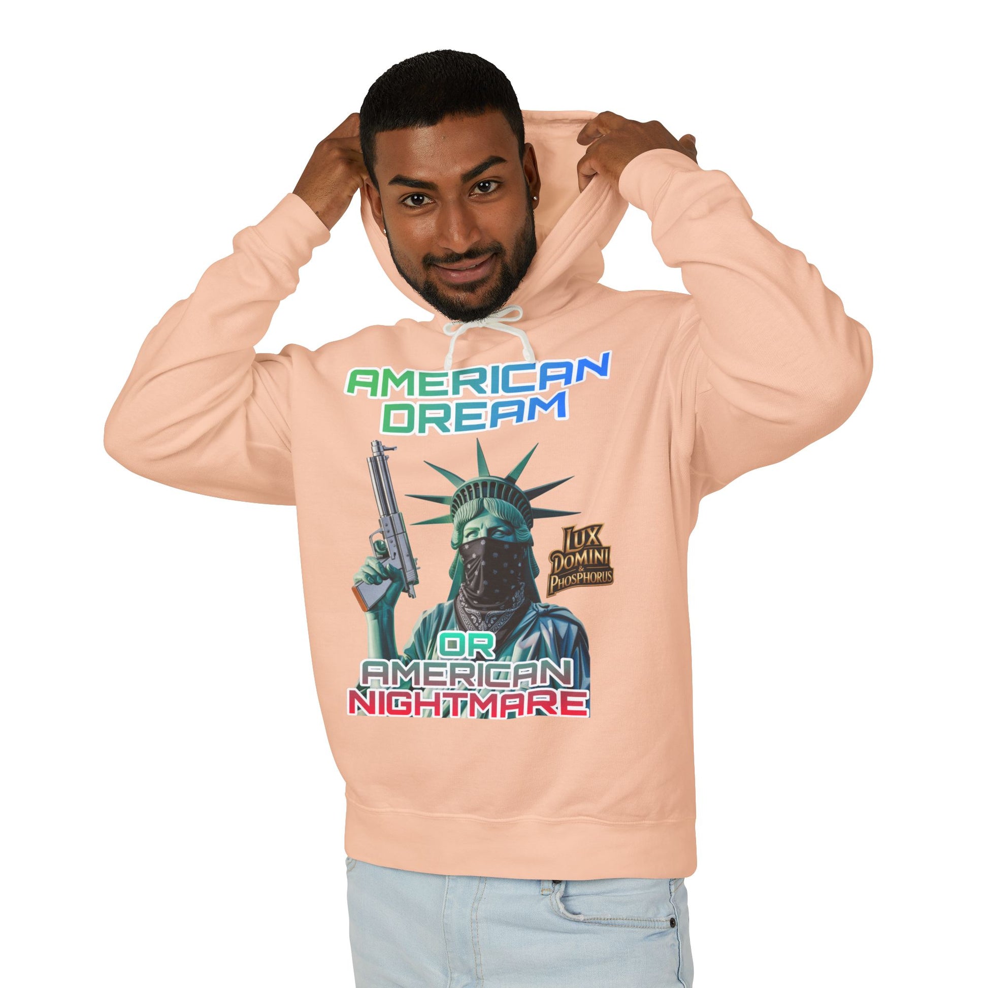 Lightweight Hooded Sweatshirt - American Dream or Nightmare Design