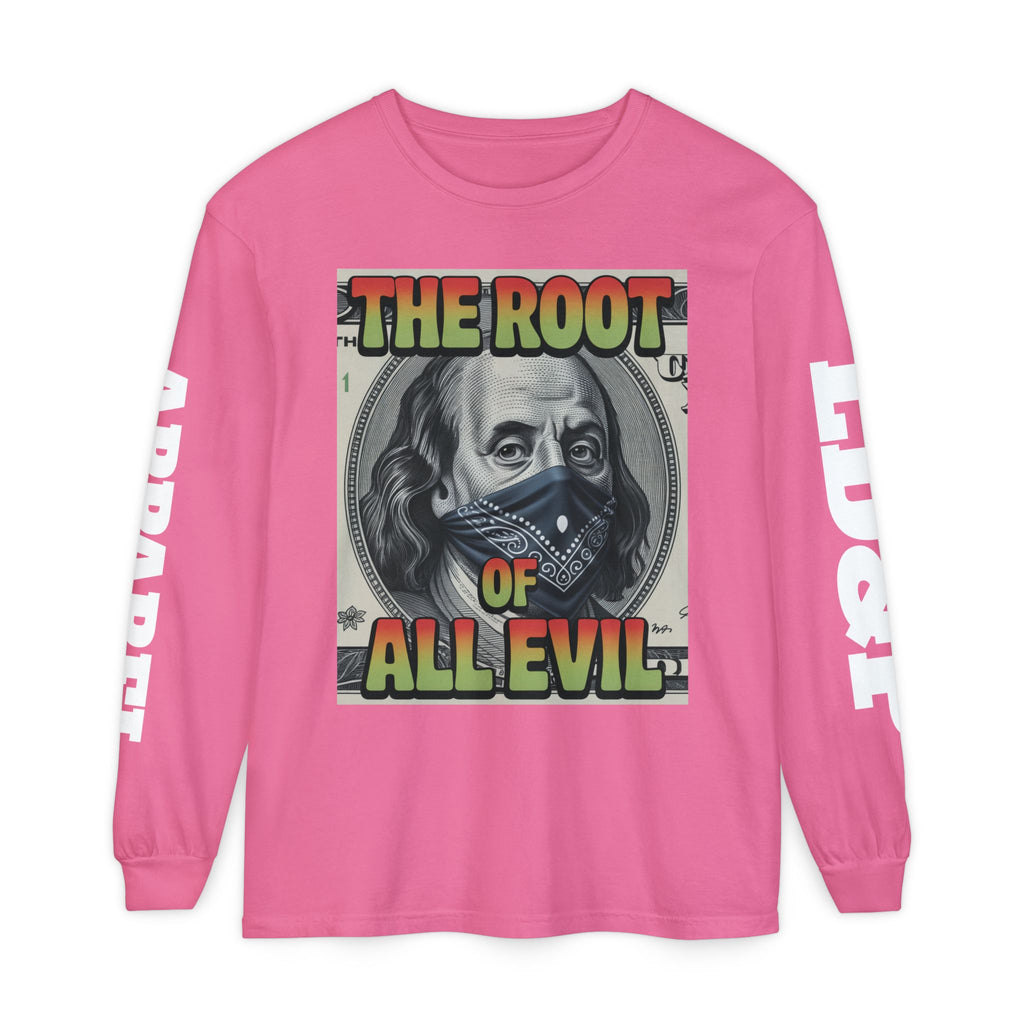Garment-Dyed Long Sleeve T-Shirt The Root of Evil