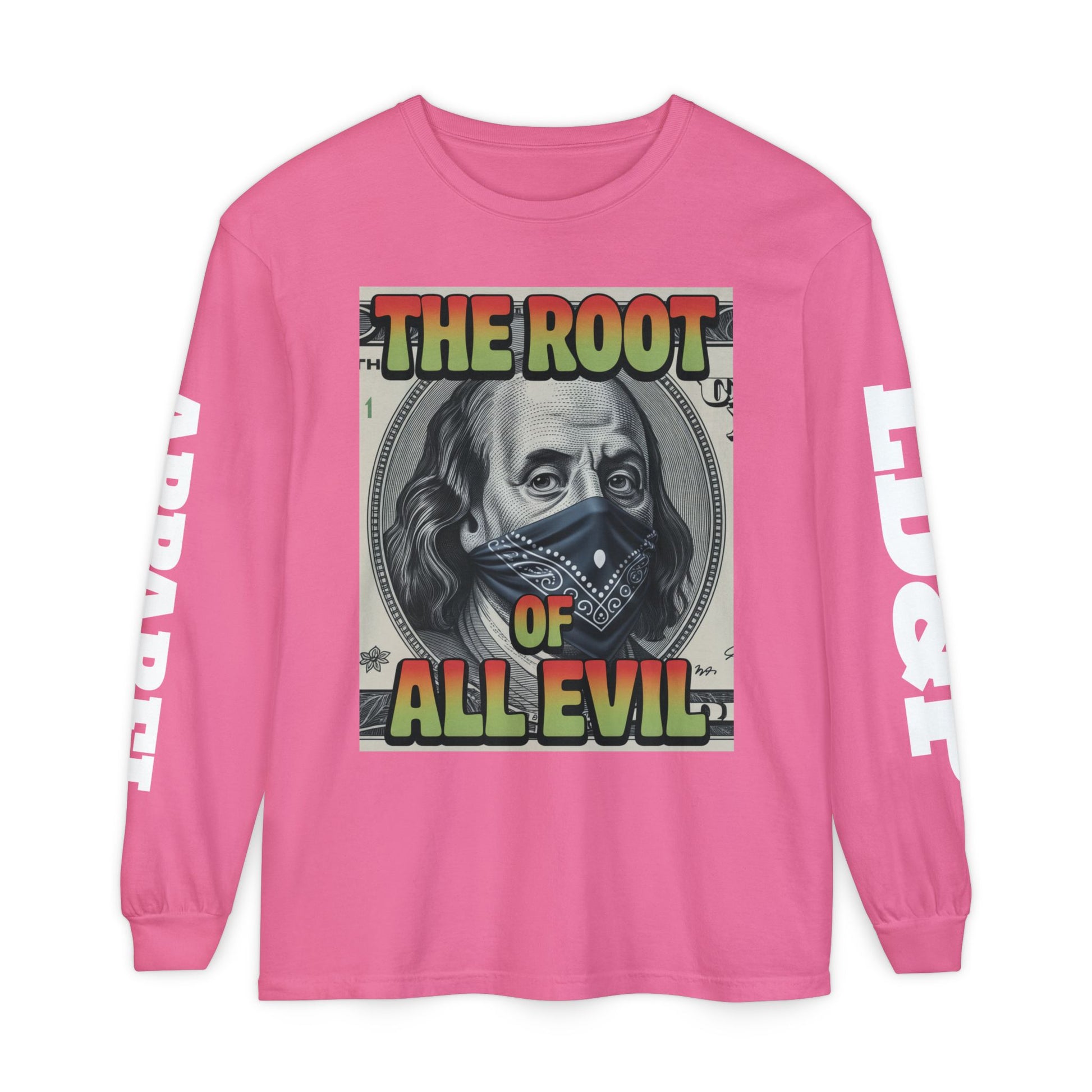 Garment-Dyed Long Sleeve T-Shirt The Root of Evil