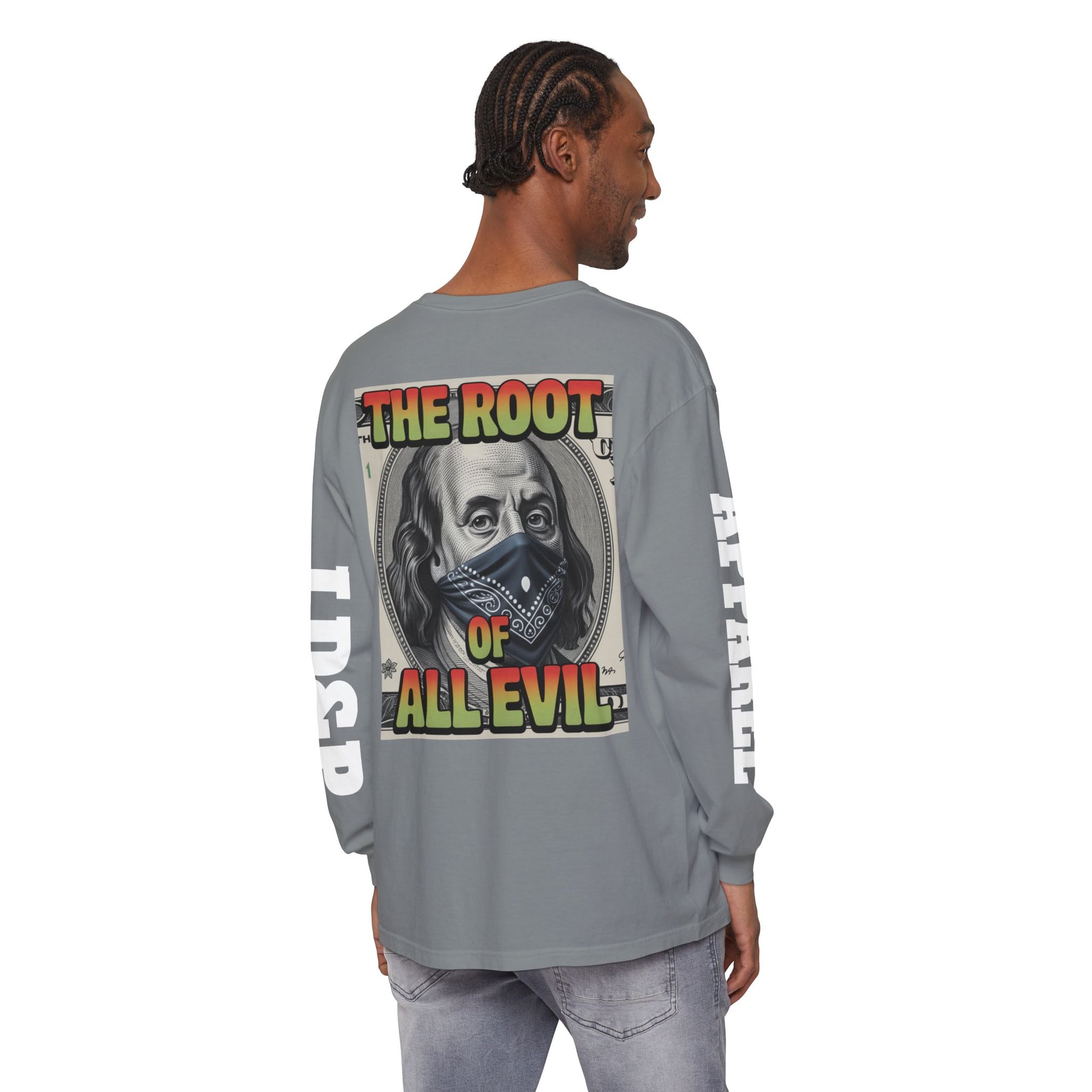 Garment-Dyed Long Sleeve T-Shirt The Root of Evil