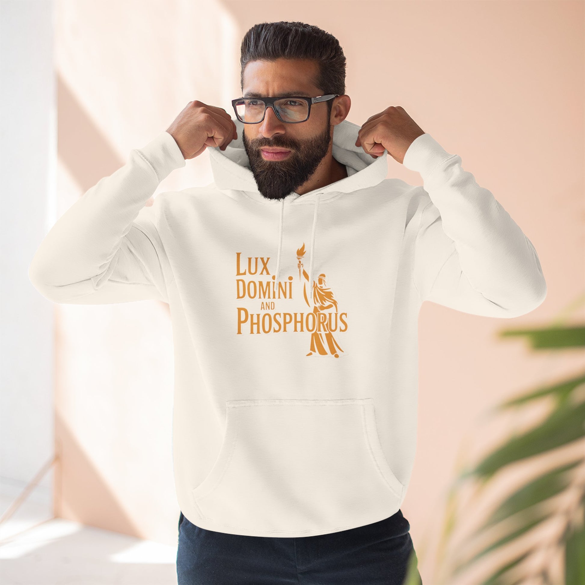 Fleece Hoodie Lux Domini and Phosphorus Apparel Design