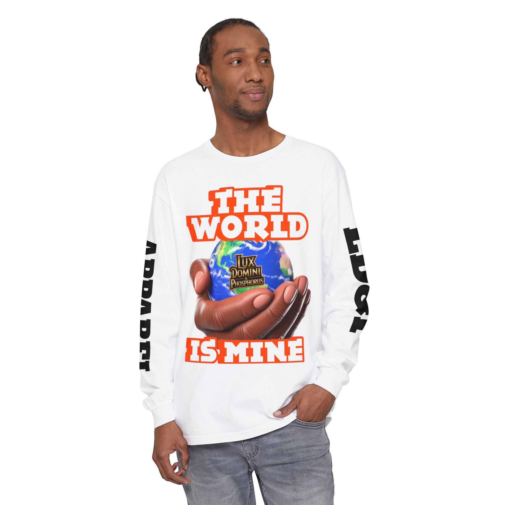 Garment-dyed Long Sleeve T-Shirt - The World Is Mine
