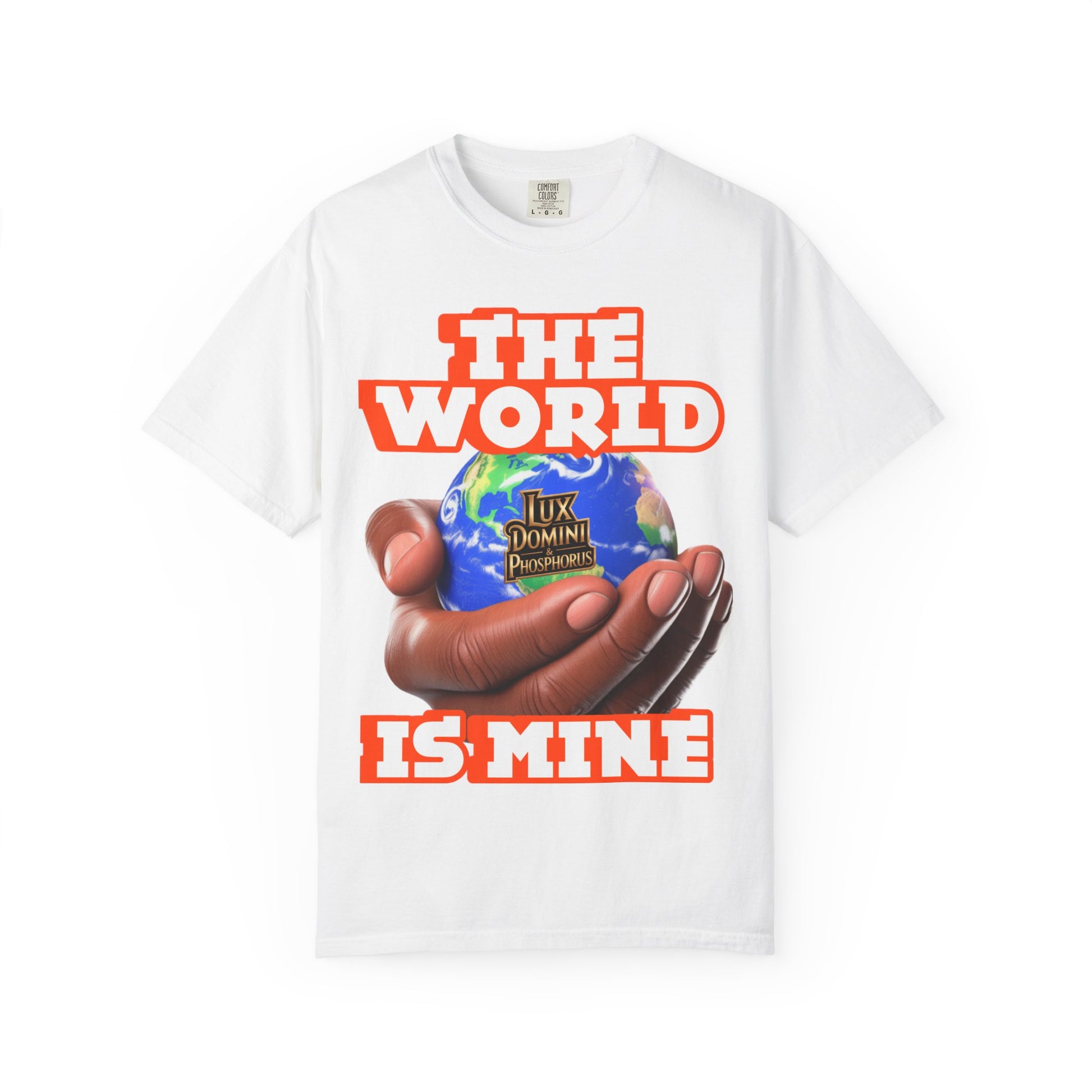 Unisex T-shirt Lux Domini and Phosphoros The World is Mine Design
