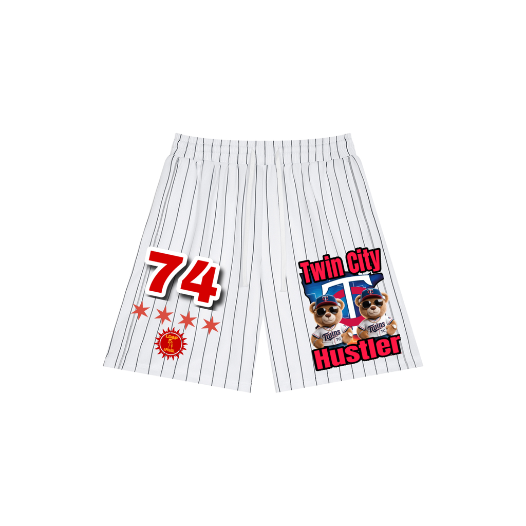 TWIN CITY HUSTLER Unisex Striped Loose Fit Shorts