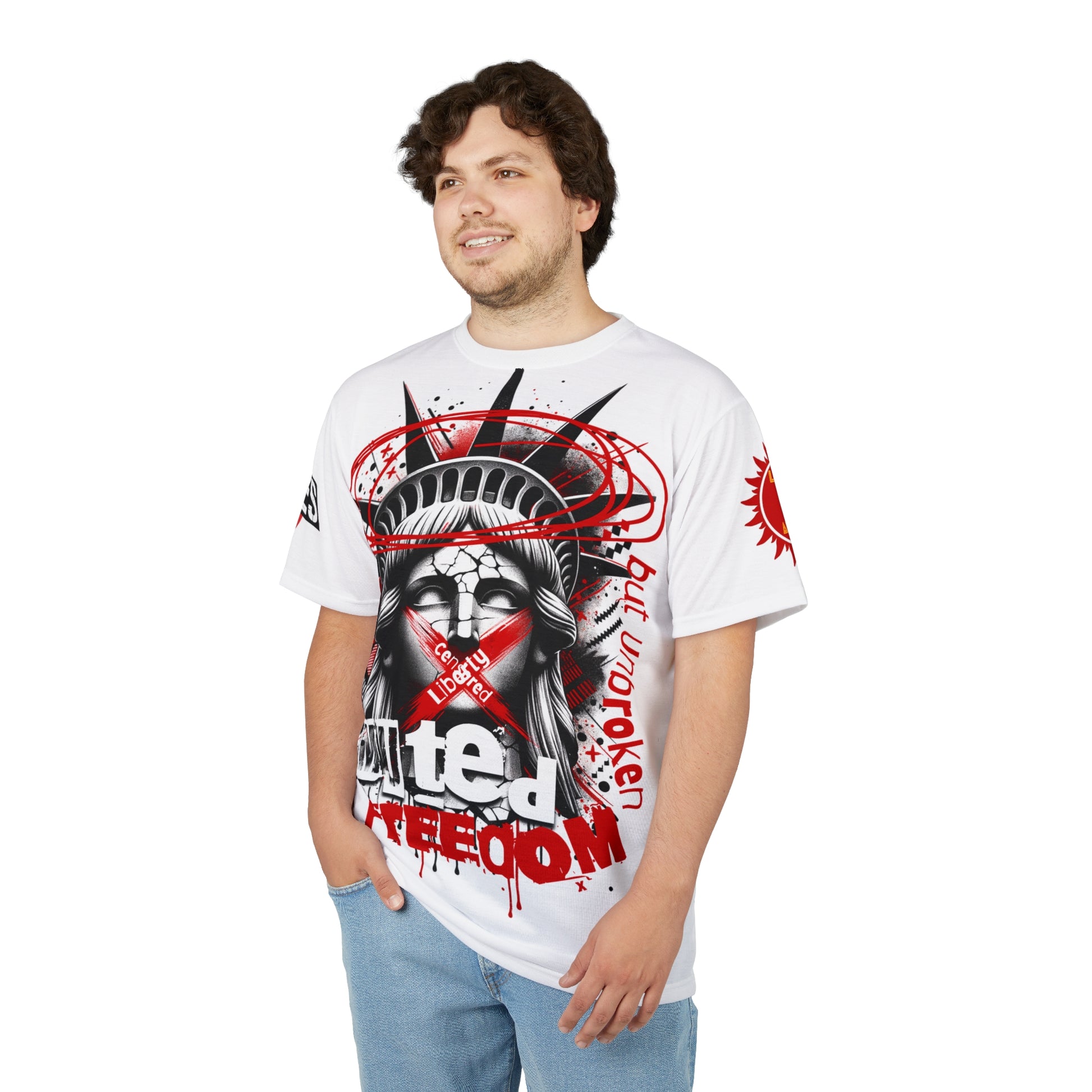 Muted Freedom LD&P APPAREL DESIGN Graphic Tee Shirt white