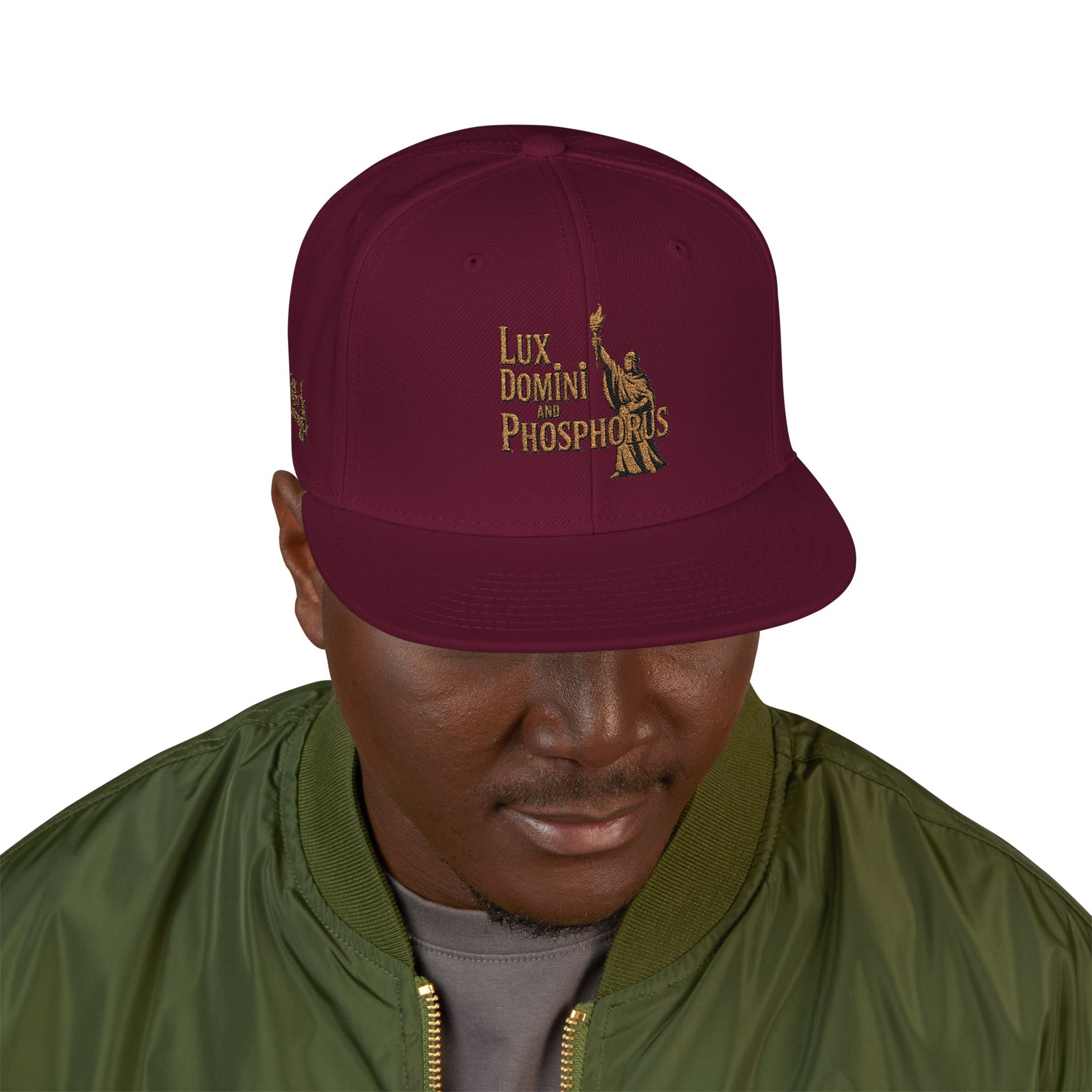 Snapback Cap - LUX DOMINI AND PHOSPHORUS Embroidered Hat