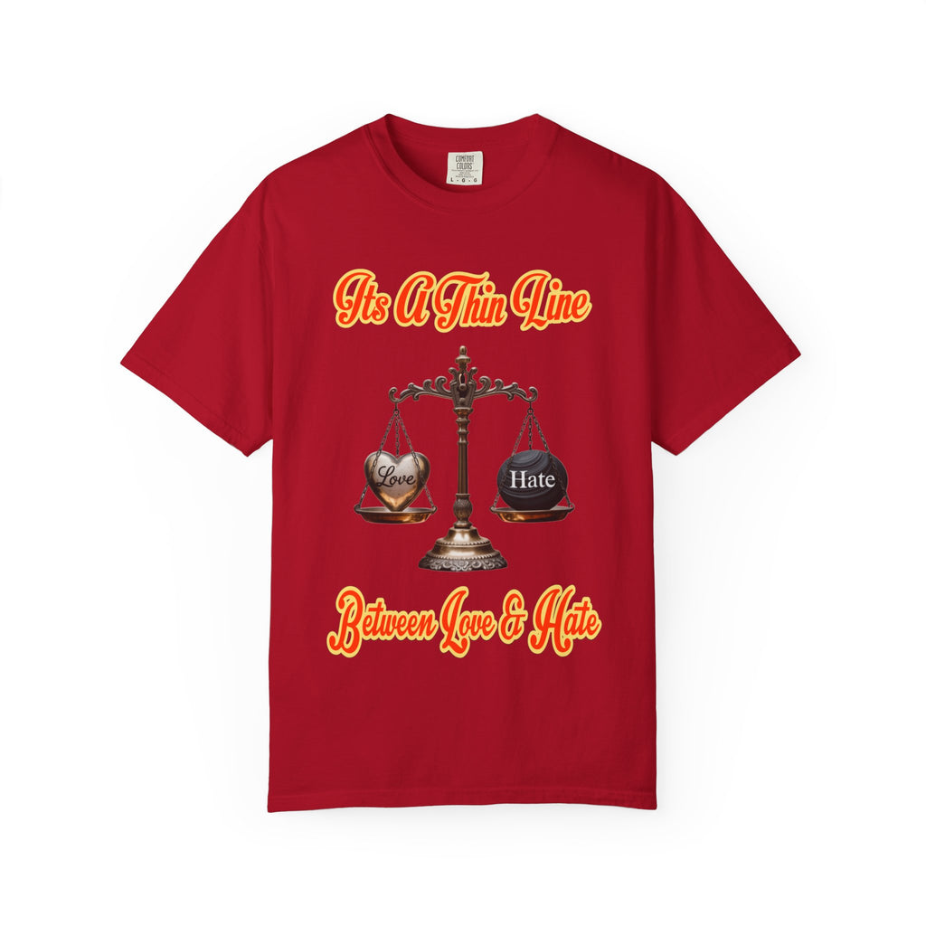 Garment-Dyed T-shirt Thin Line Love Hate LD&amp;P APPAREL Design
