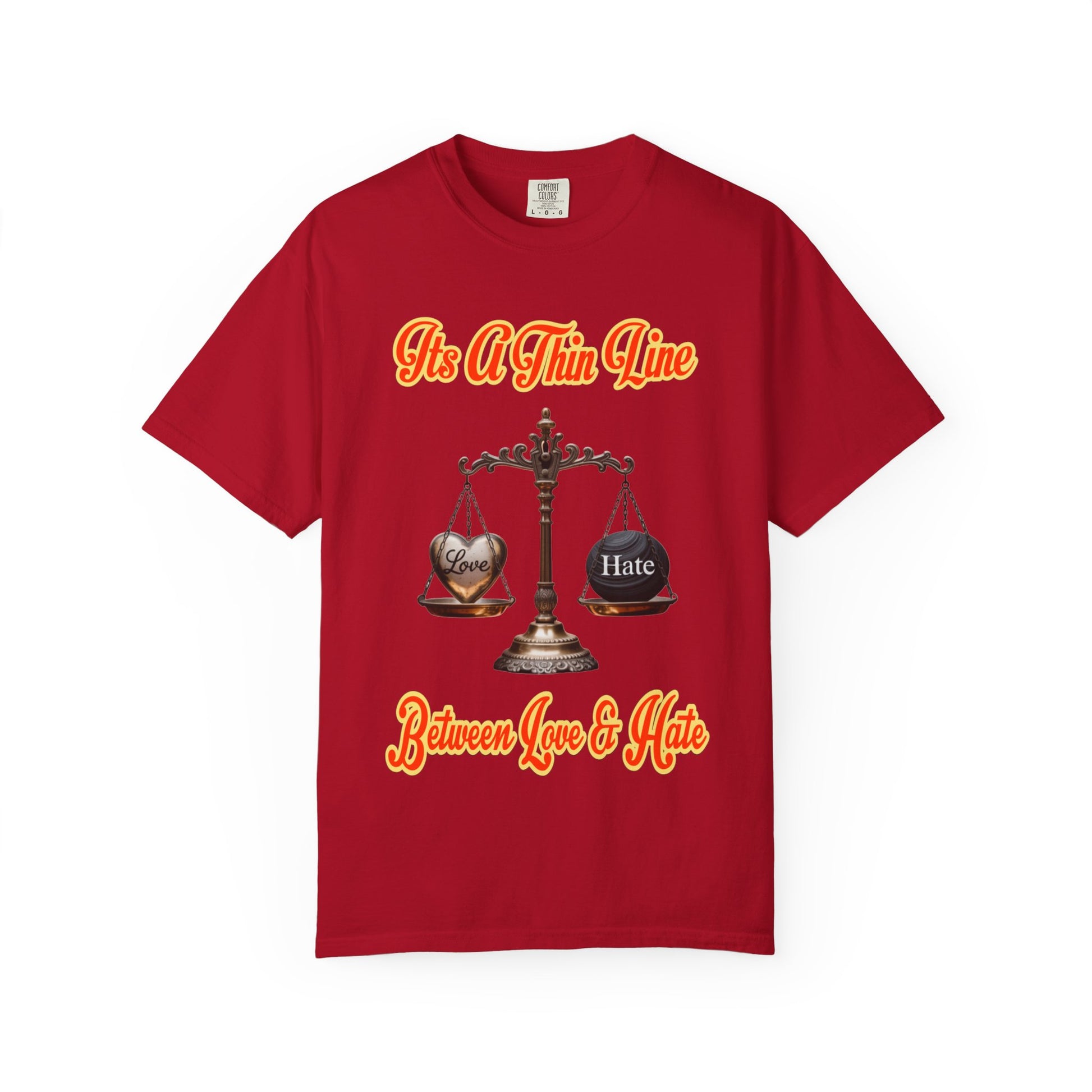 Garment-Dyed T-shirt Thin Line Love Hate LD&amp;P APPAREL Design