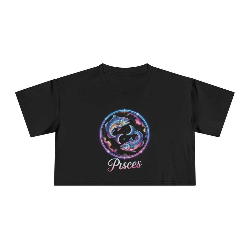 Pisces Watercolor Crop Tee — Zodiac Fish Astrological Women's Top