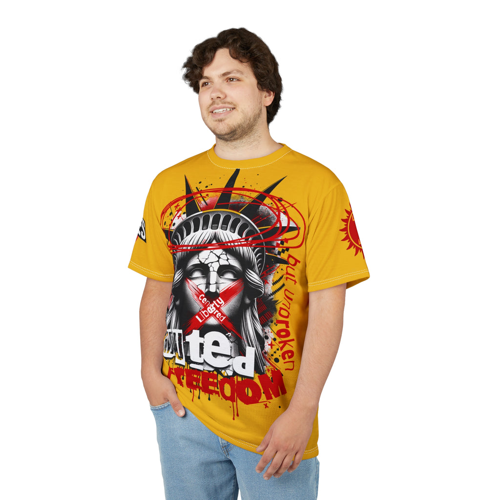 Muted Freedom LD&P APPAREL DESIGN Graphic Tee Shirt Yellow