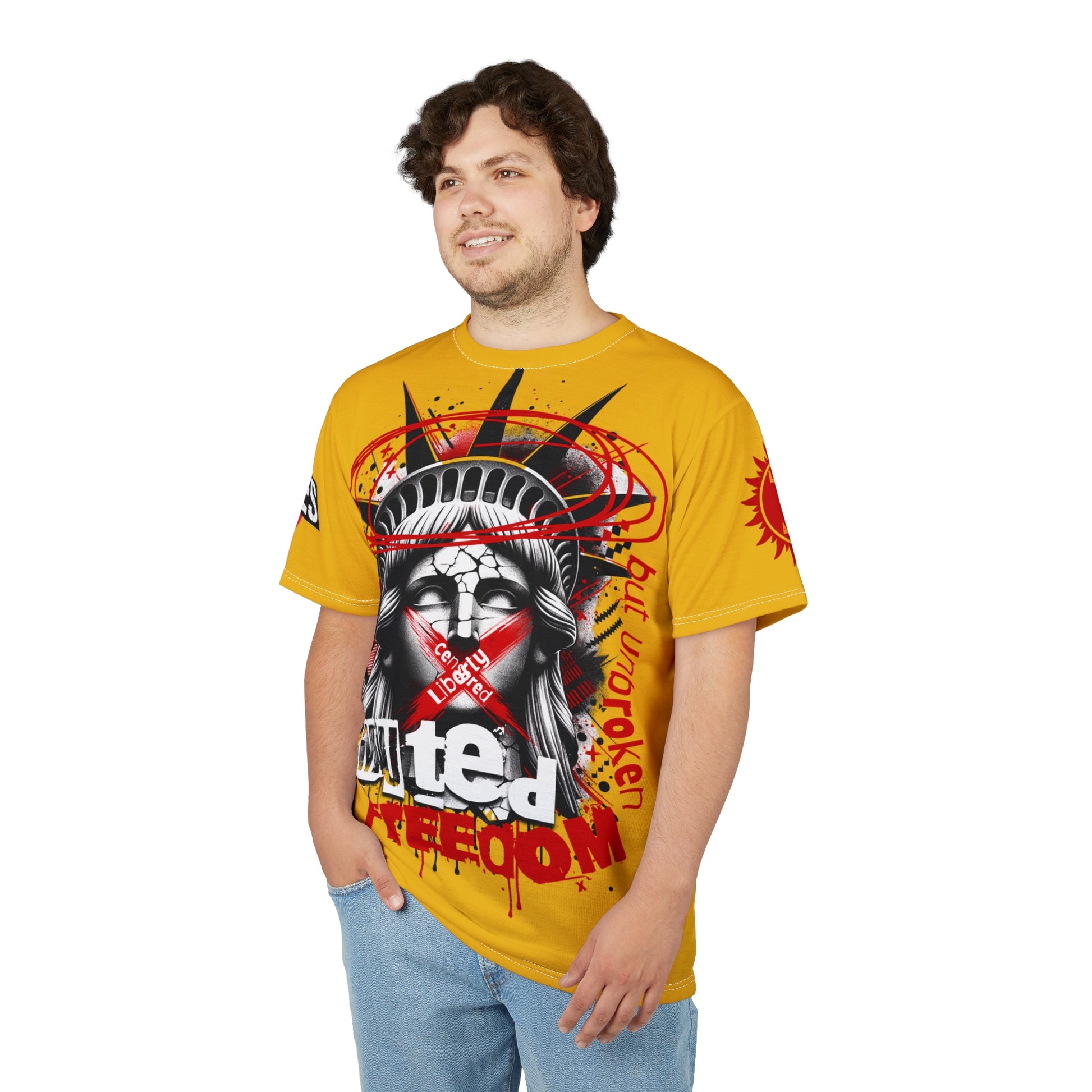 Muted Freedom LD&P APPAREL DESIGN Graphic Tee Shirt Yellow