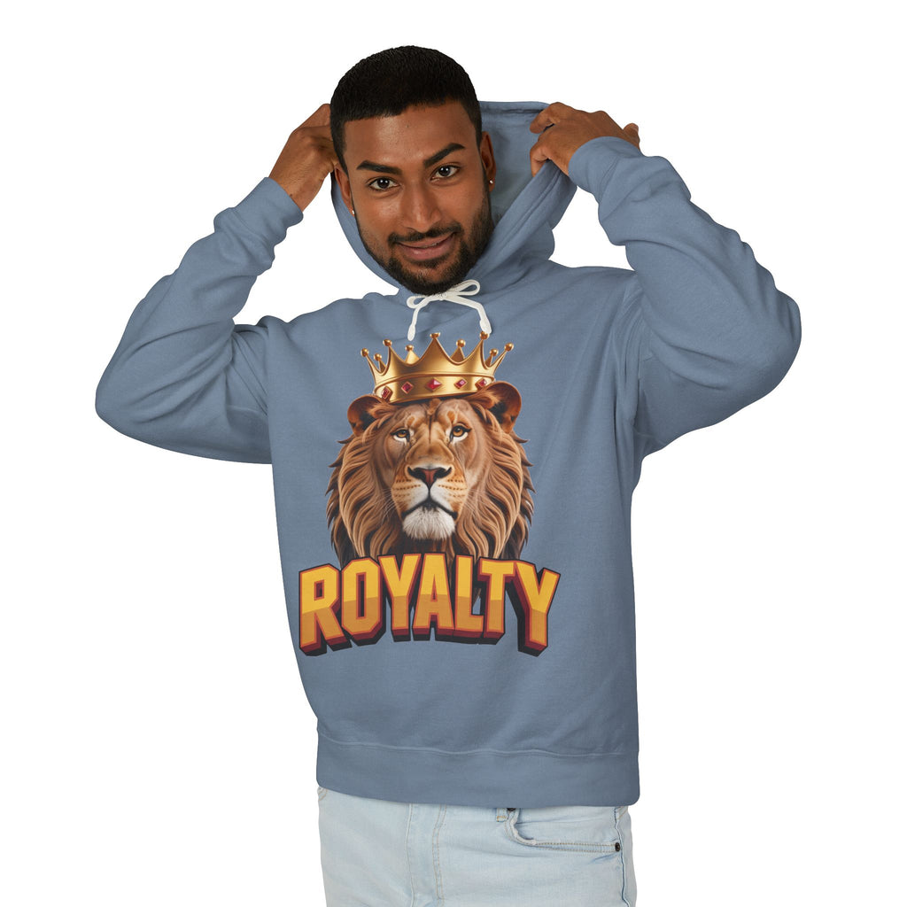 Royalty Lion Hooded Sweatshirt, Unisex Lightweight Pullover, King of the Jungle Sweatshirt, Animal Lover Gift, Cool Casual Wear