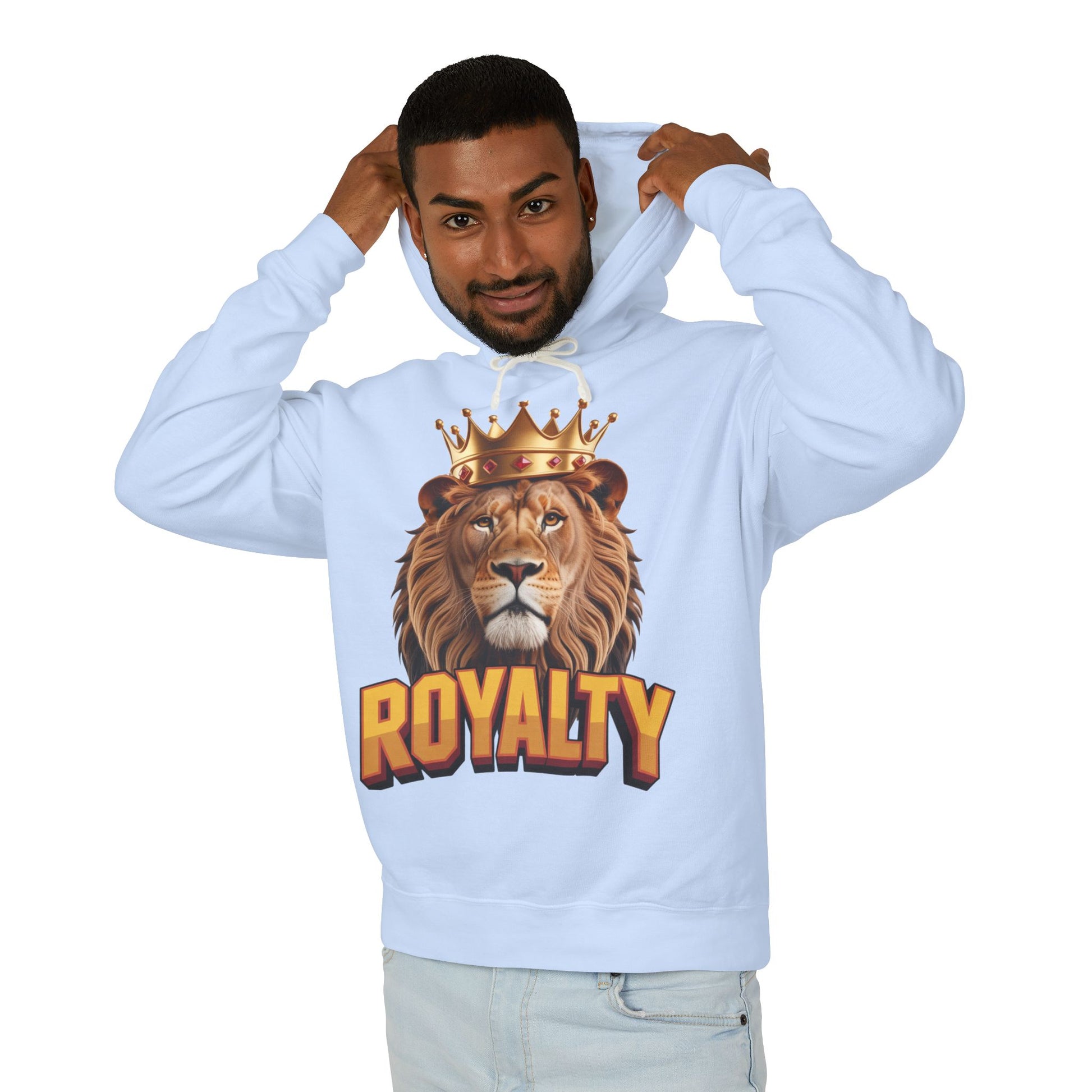 Royalty Lion Hooded Sweatshirt, Unisex Lightweight Pullover, King of the Jungle Sweatshirt, Animal Lover Gift, Cool Casual Wear