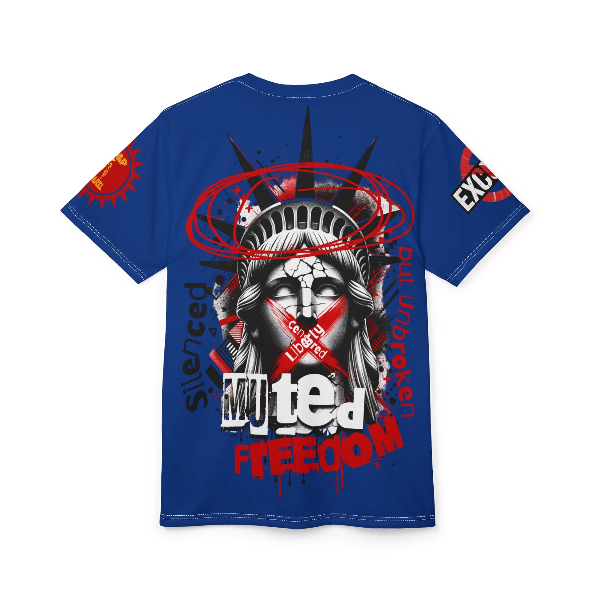 Muted Freedom LD&P APPAREL DESIGN Graphic Tee Shirt Blue