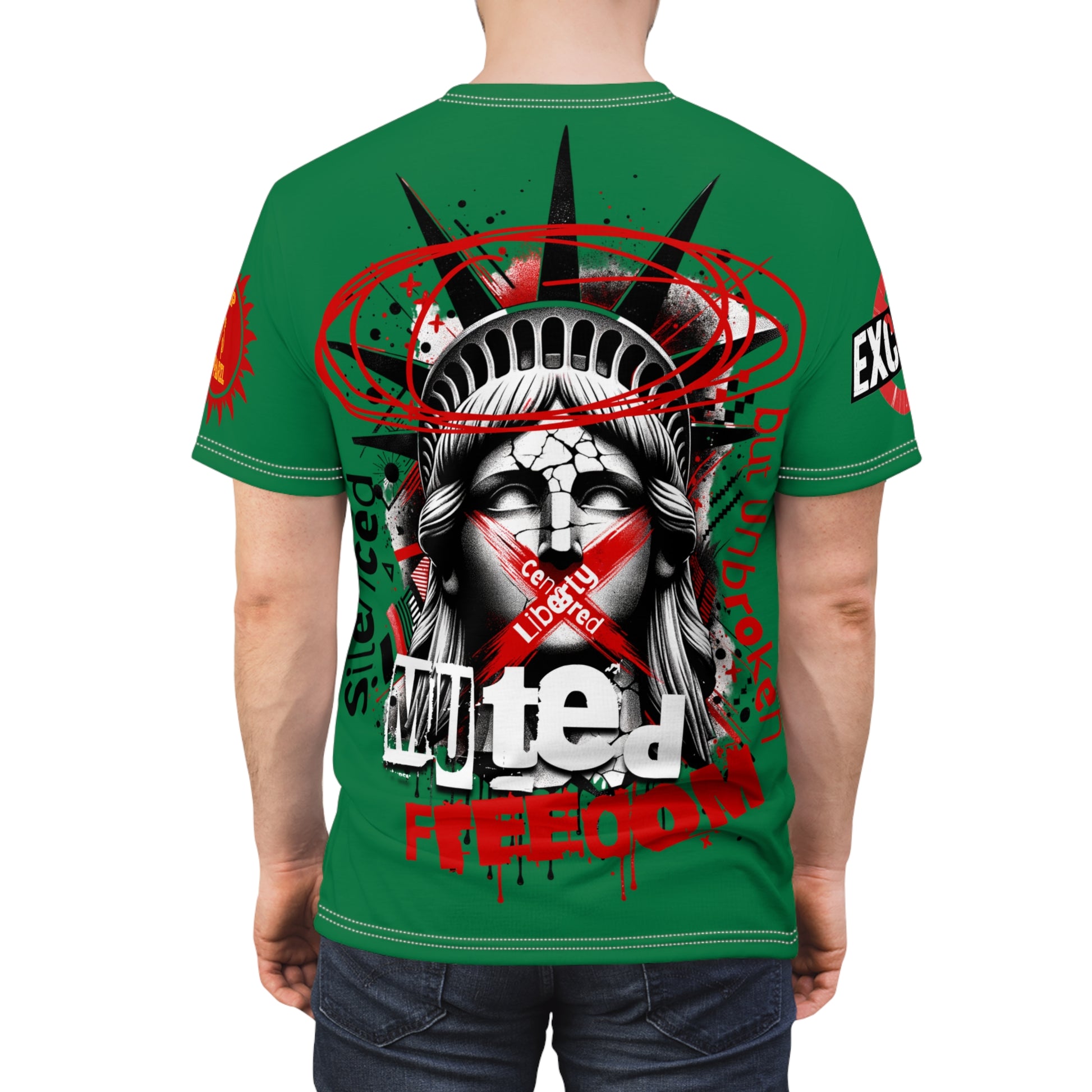Muted Freedom LD&P APPAREL DESIGN Graphic Tee Shirt Green