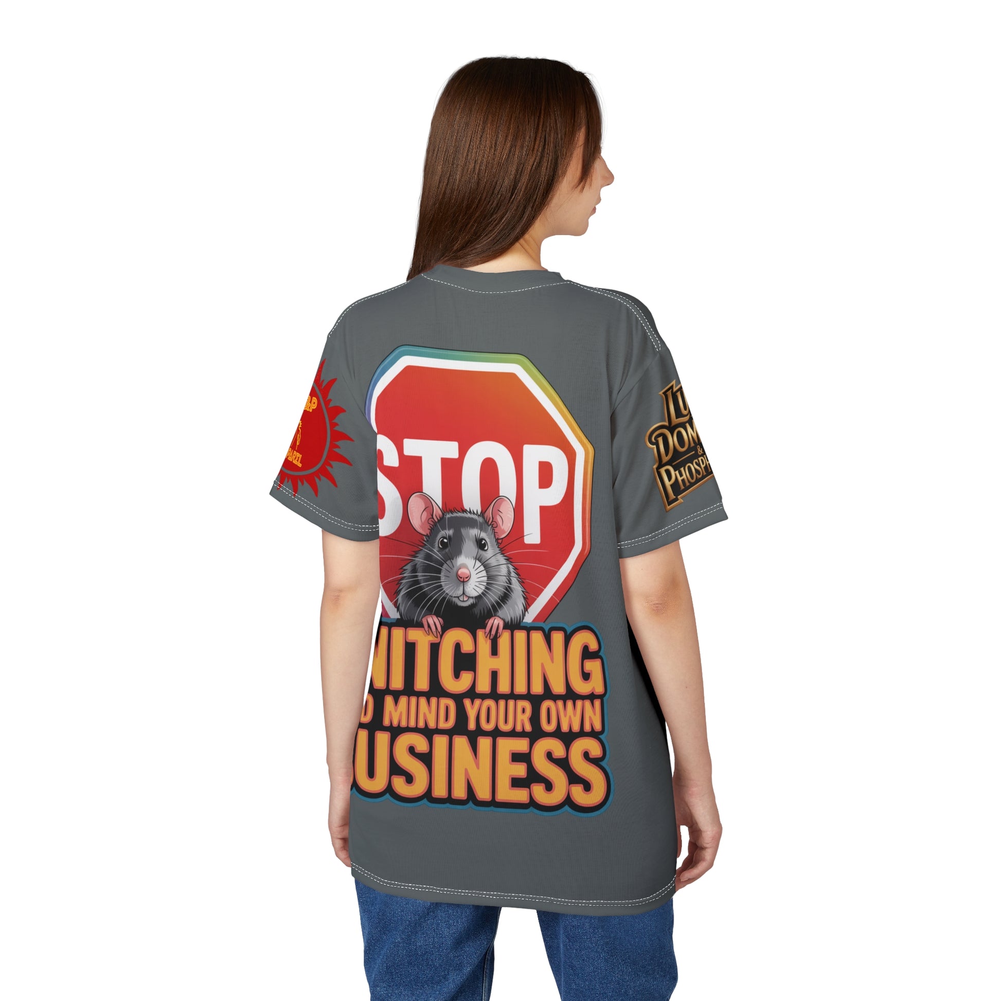 Grey Stop Snitching Print Unisex Cut & Sew Tee