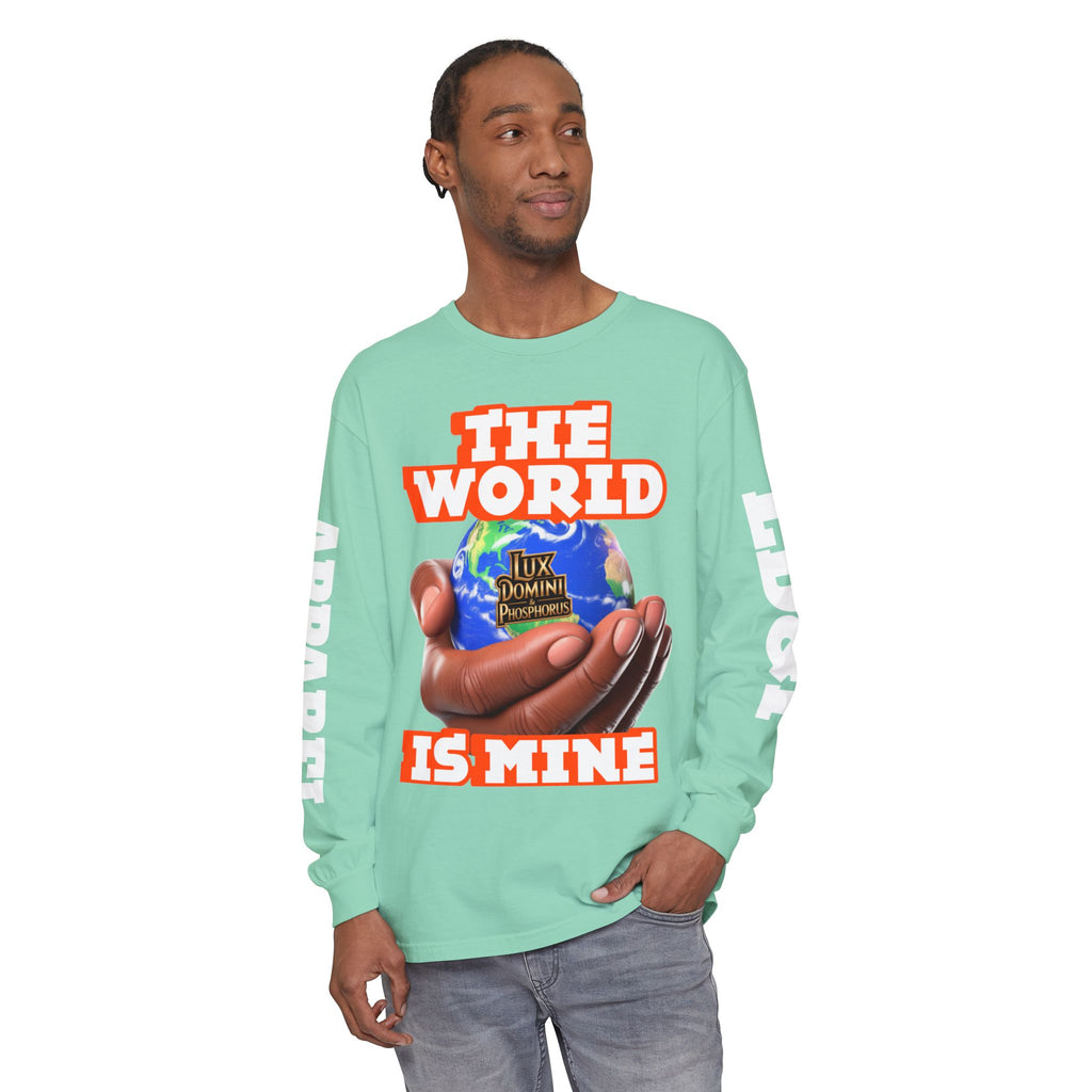 Garment-dyed Long Sleeve T-Shirt - The World Is Mine