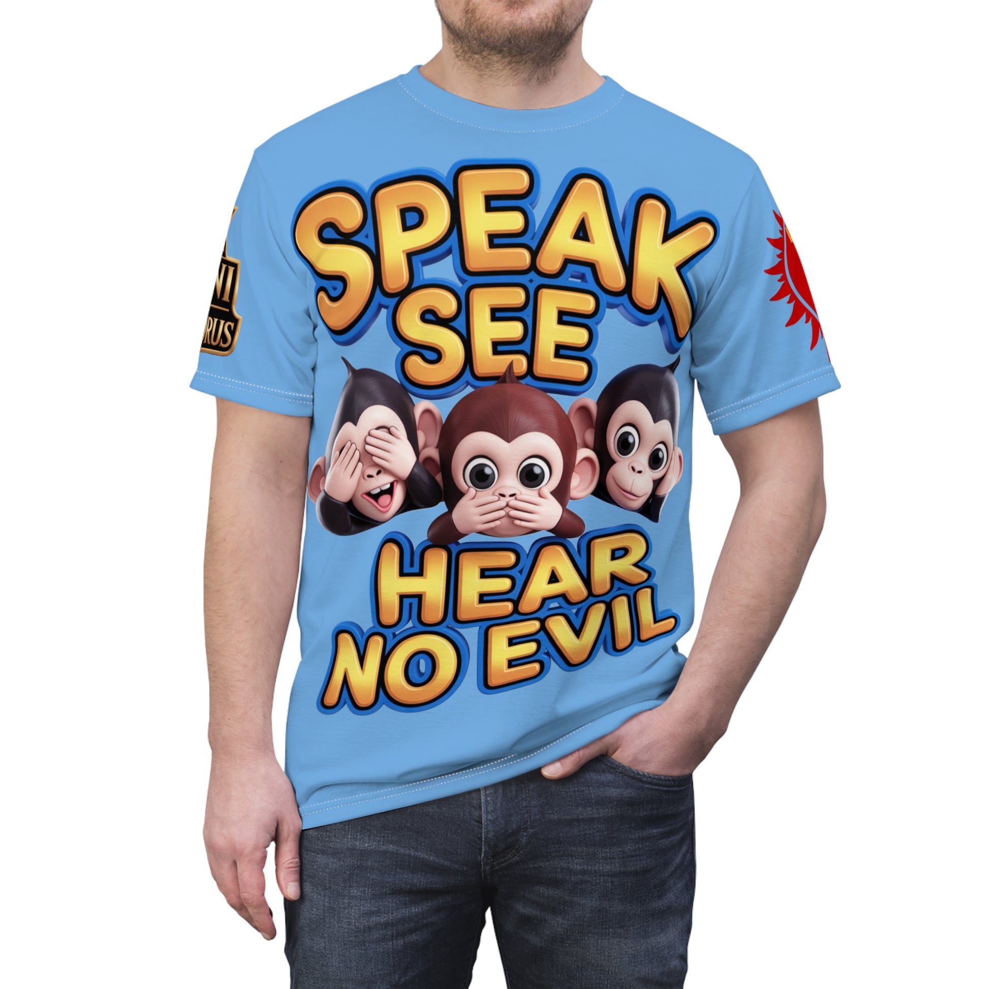 T-Shirt Speak See Hear No Evil Light Blue