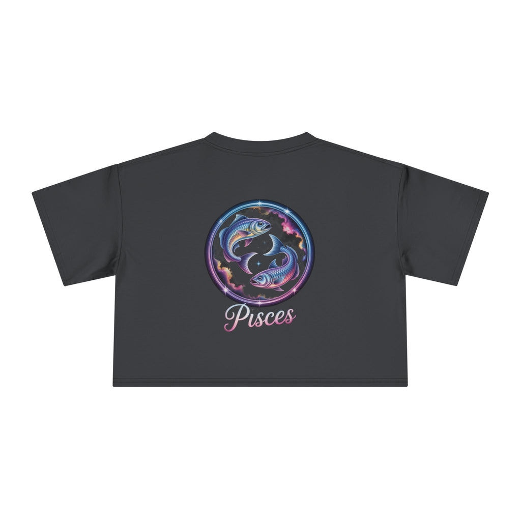 Pisces Watercolor Crop Tee — Zodiac Fish Astrological Women's Top