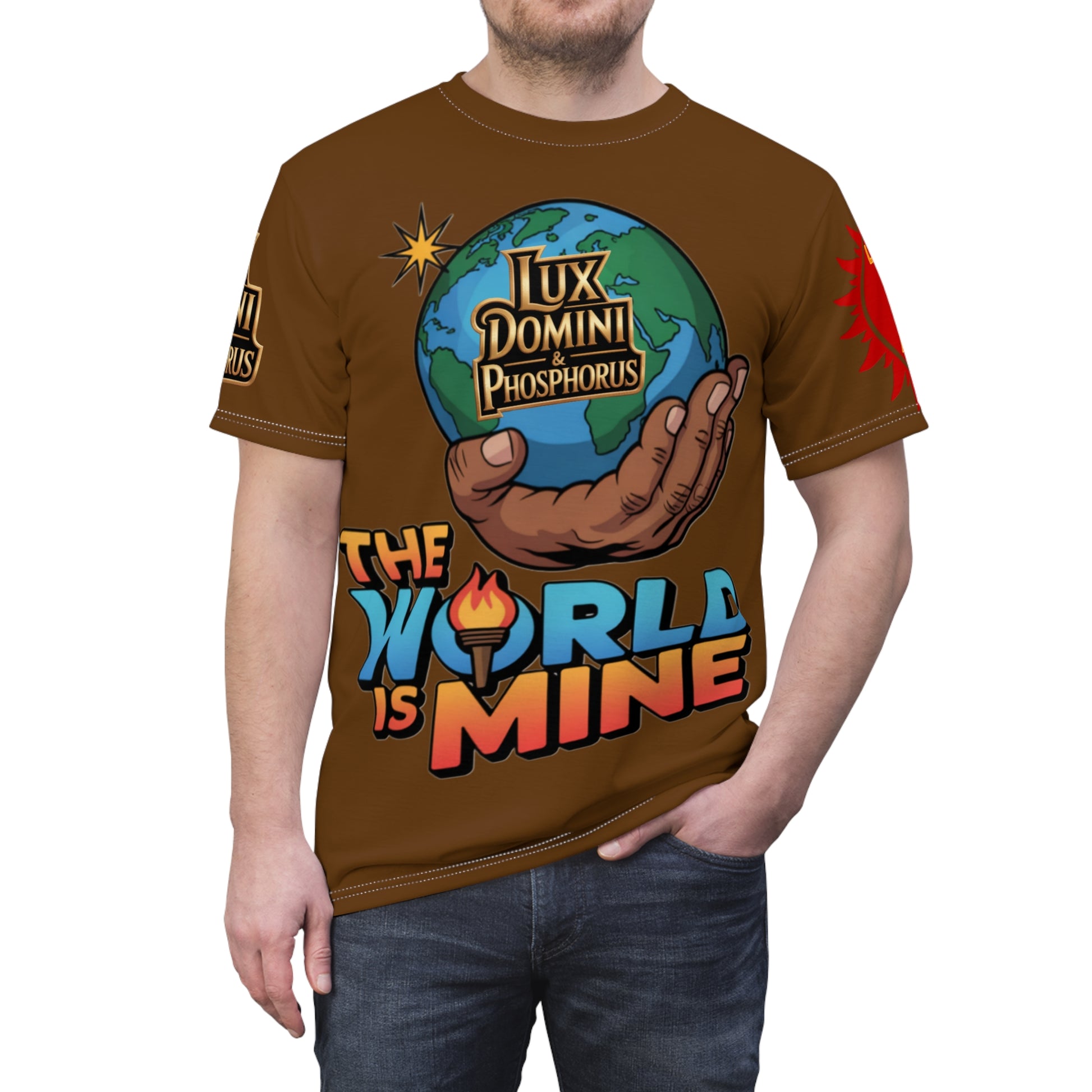 Brown  Unisex Tee - 'The World Is Mine' LD&P Apparel Design
