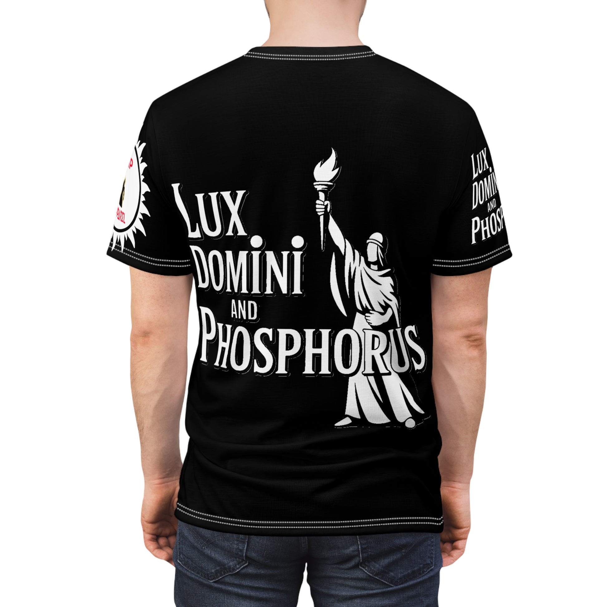 Black and white  of Unisex Tee - Lux Domini and Phosphorus LD&P Apparel Design