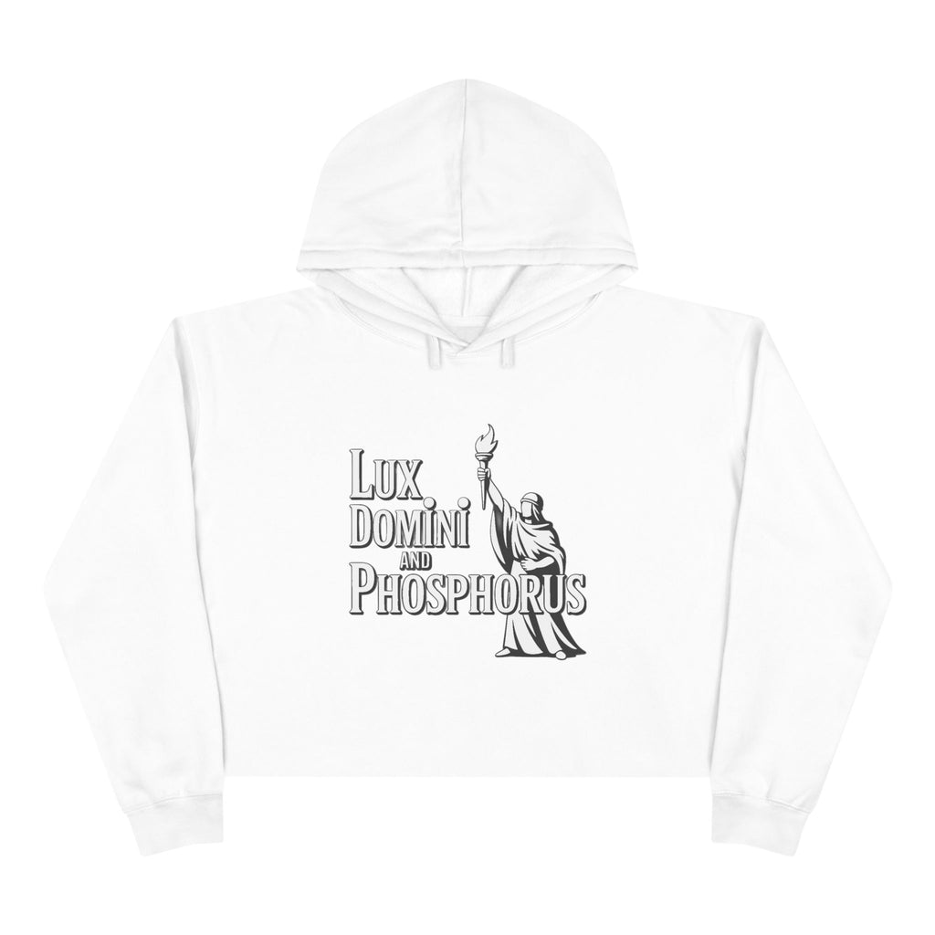 Lux Domini & Phosphorus Crop Hoodie — Gothic Latin Graphic