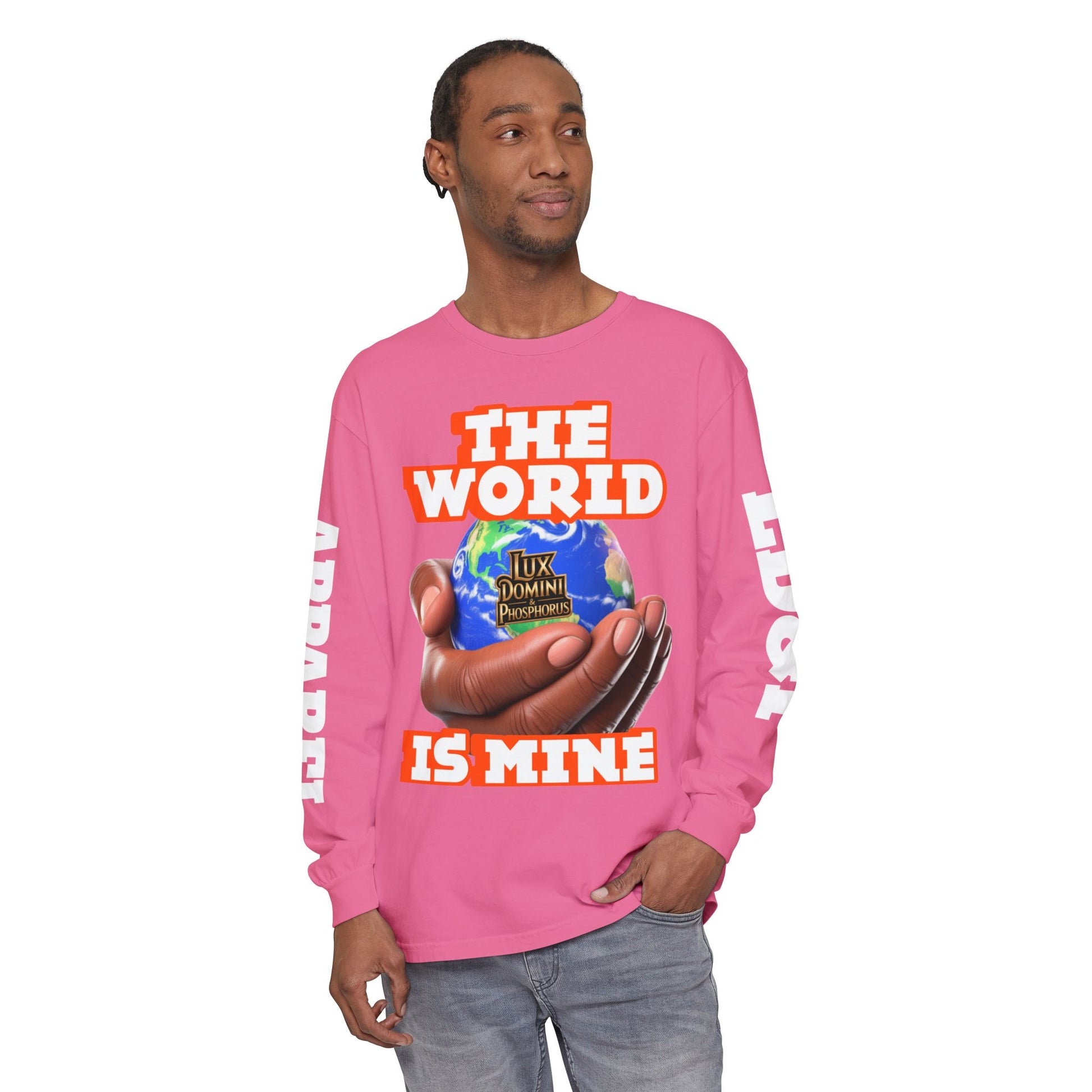 Garment-dyed Long Sleeve T-Shirt - The World Is Mine