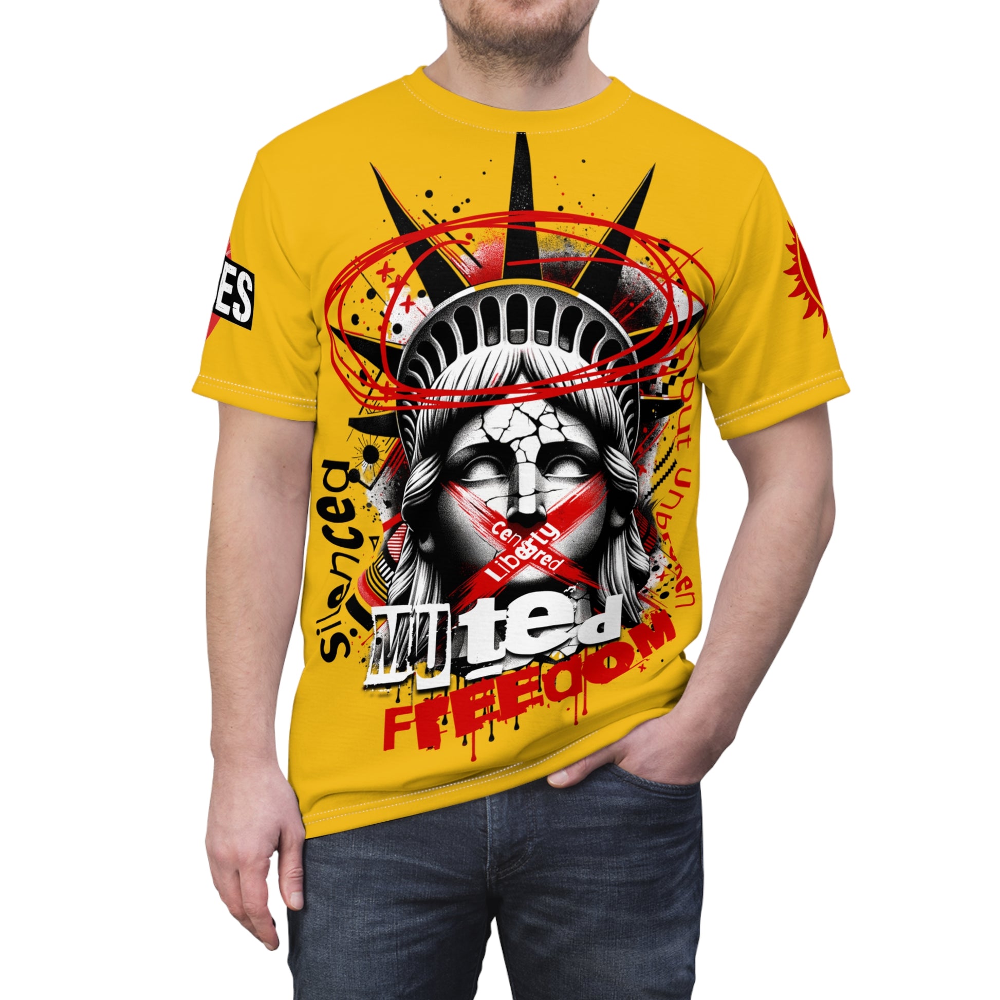 Muted Freedom LD&P APPAREL DESIGN Graphic Tee Shirt Yellow