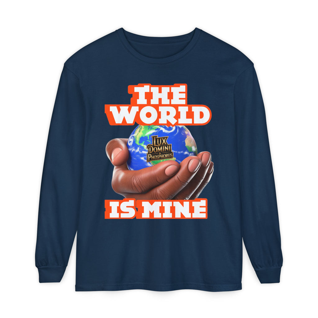 Garment-dyed Long Sleeve T-Shirt - The World Is Mine