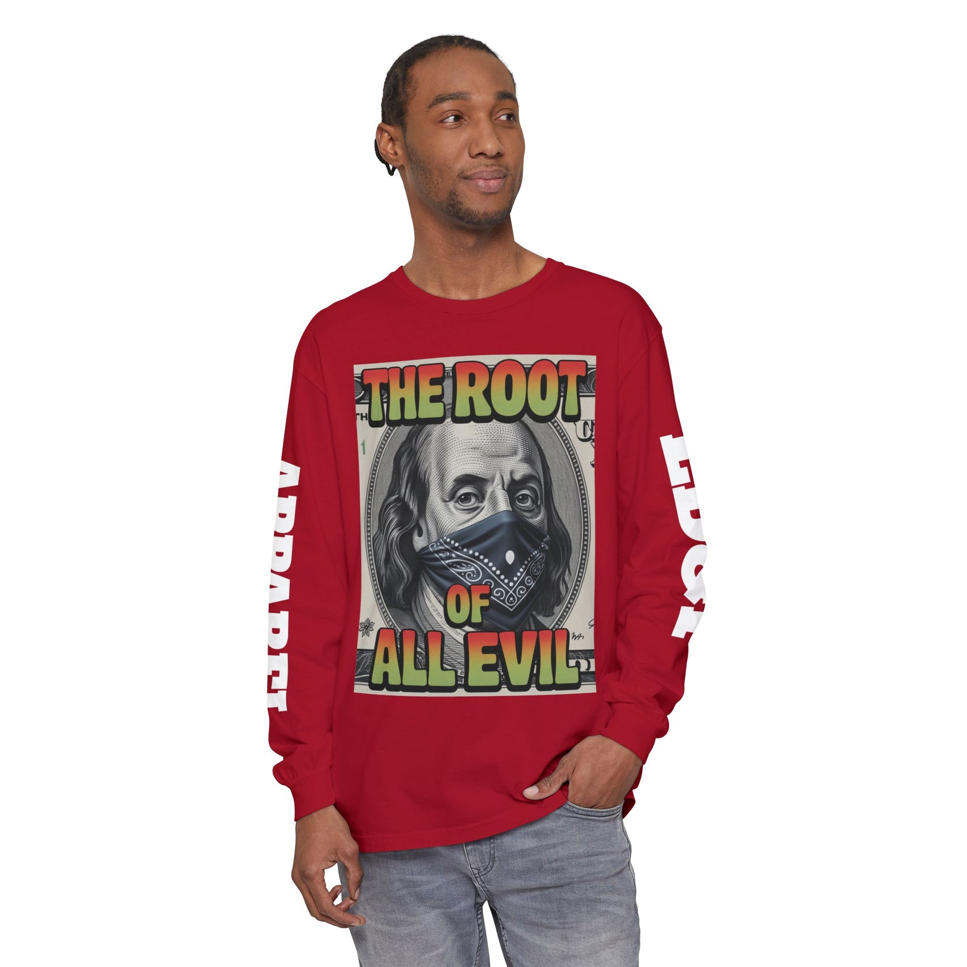 Garment-Dyed Long Sleeve T-Shirt The Root of Evil
