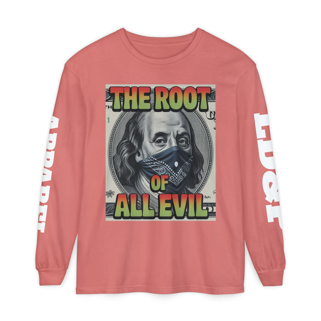 Garment-Dyed Long Sleeve T-Shirt The Root of Evil