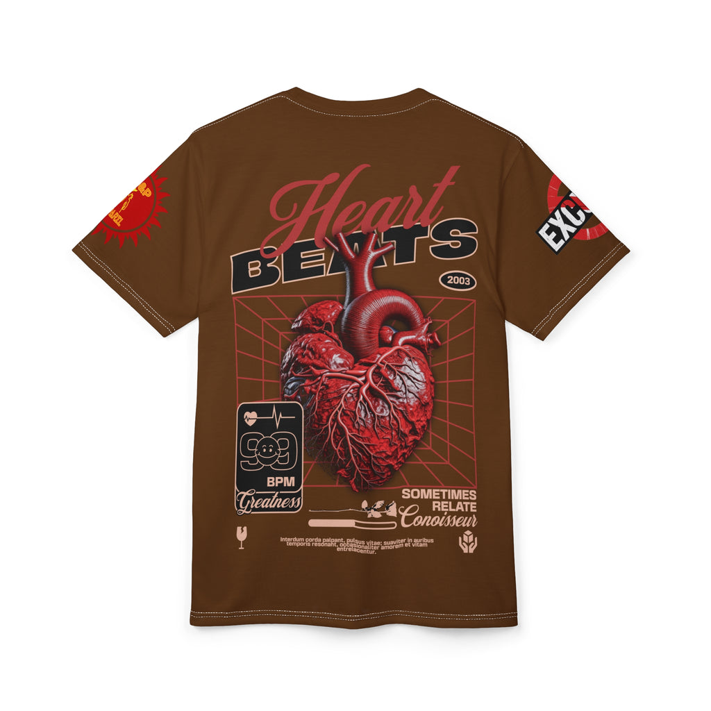 Heart Beats LD&P Apparel Design Graphic Tee Brown