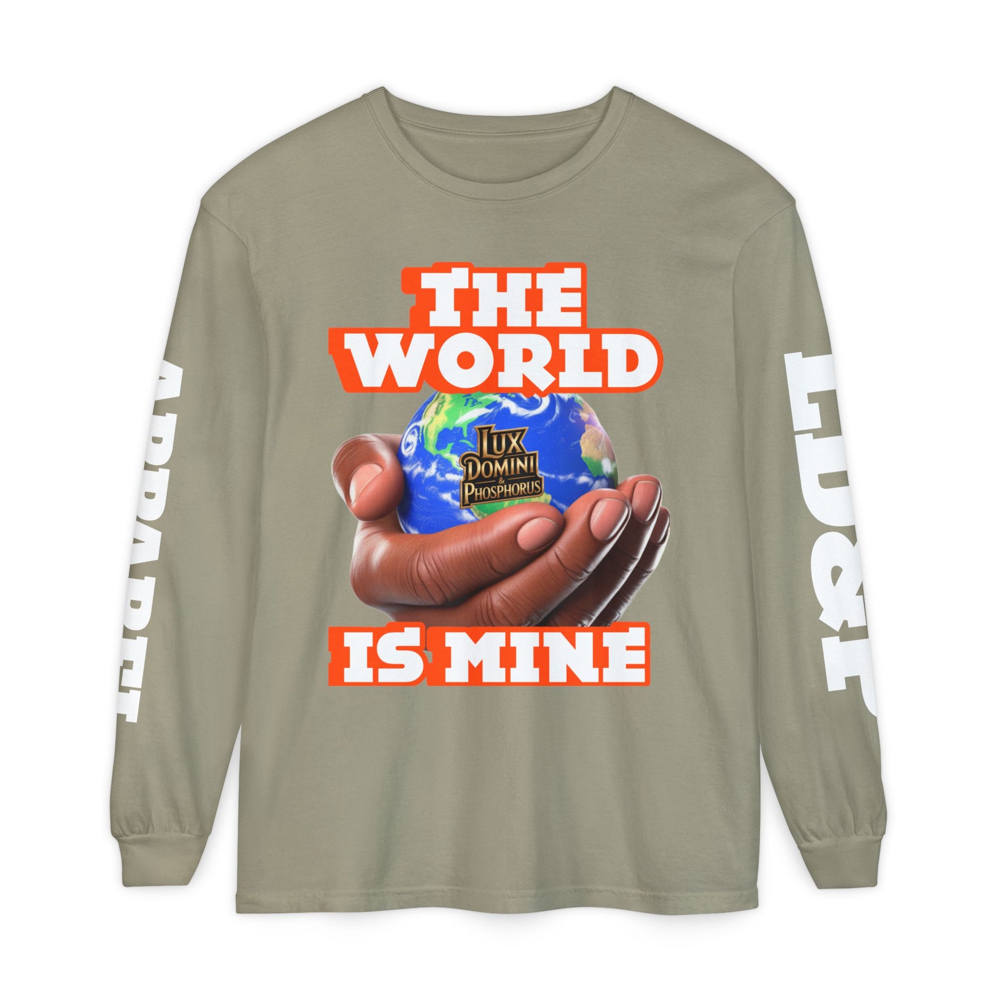 Garment-dyed Long Sleeve T-Shirt - The World Is Mine