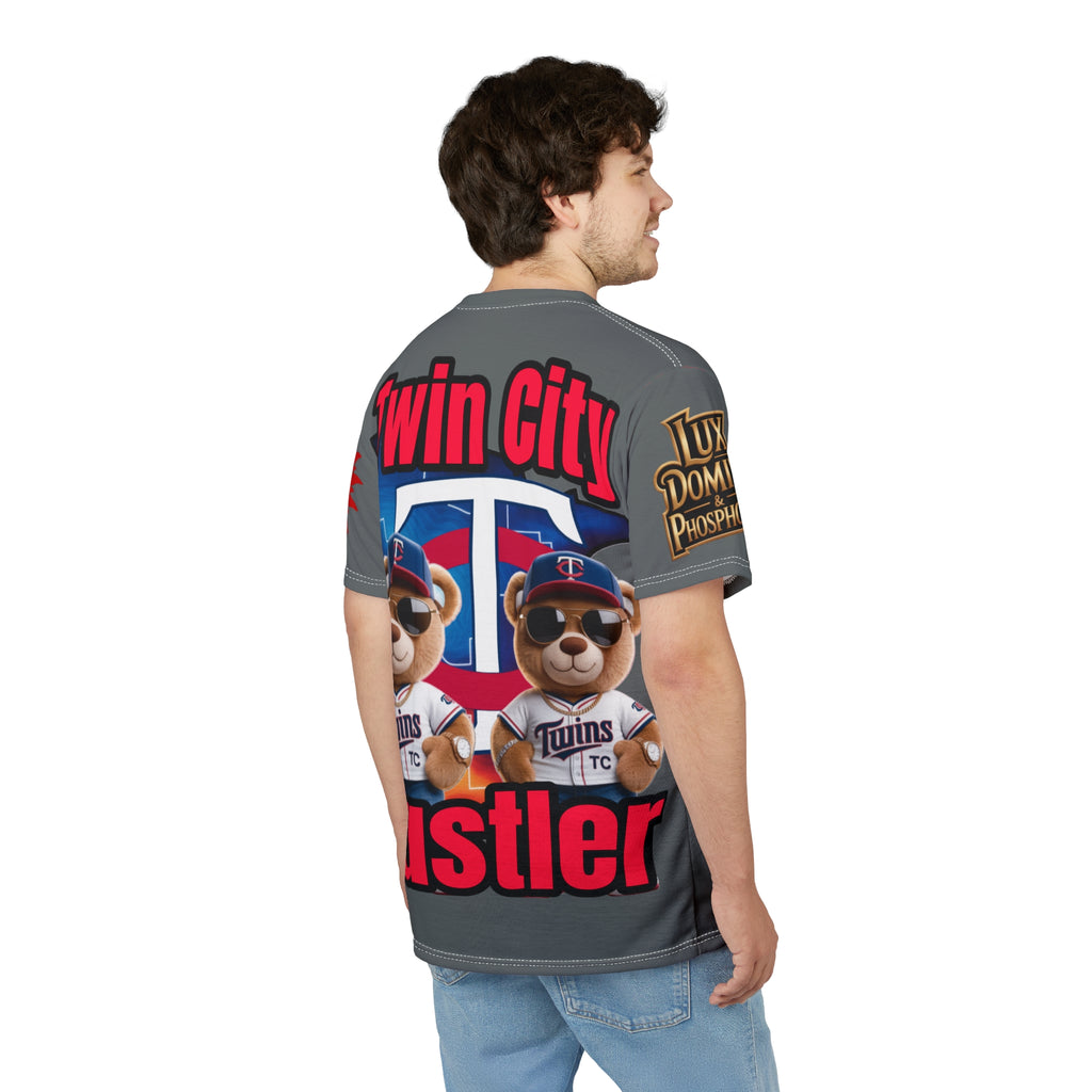 Grey Twin City HUSTLER Print Unisex Cut & Sew Tee